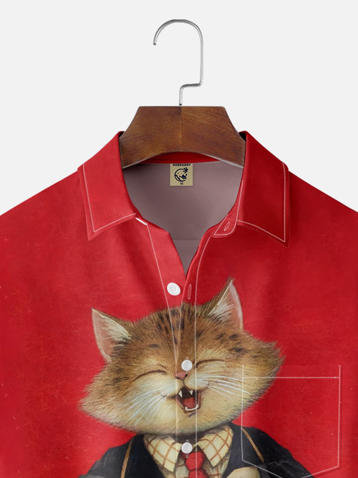 Moisture-wicking Artistic Cat Riding Sheep Chest Pocket Casual Shirt