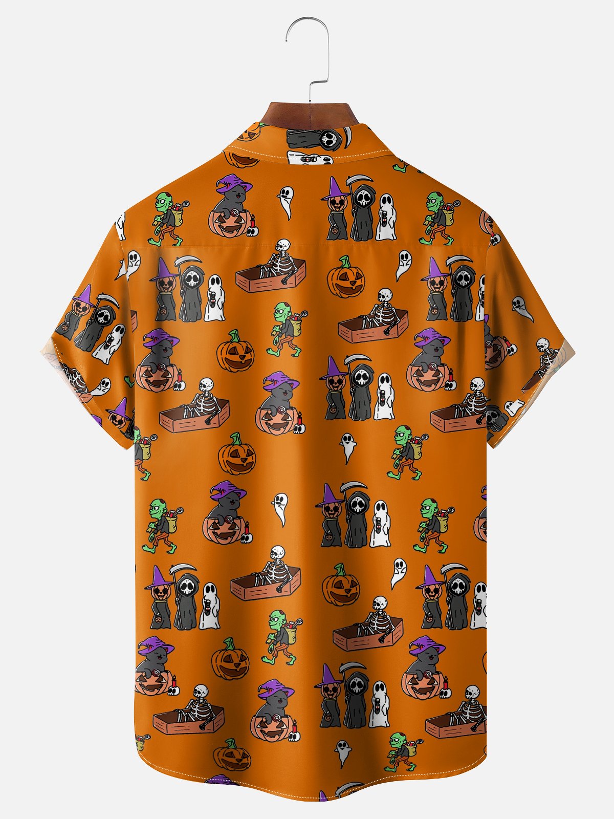 Hardaddy x Kimprut Imut Moisture-wicking Halloween Personalized Art Pumpkin Chest Pocket Casual Shirt