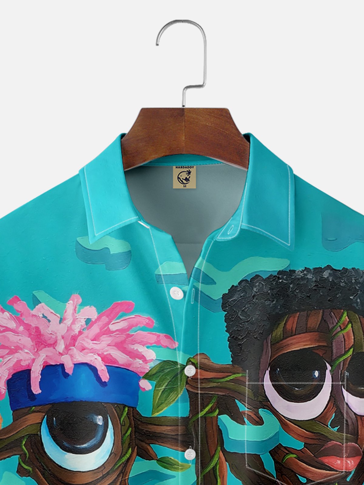 Hardaddy x Nathaniel Bolarinwa Moisture-wicking Personalized Art Wood Figure Chest Pocket Casual Shirt