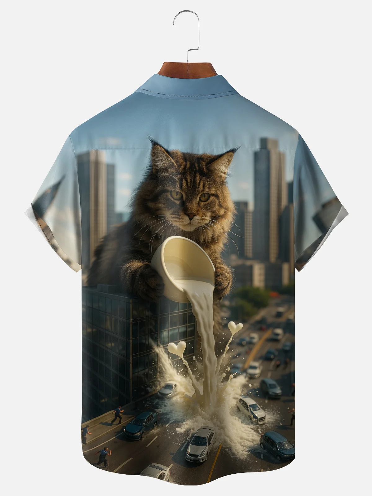 Moisture-wicking Cat Milk Chest Pocket Casual Shirt