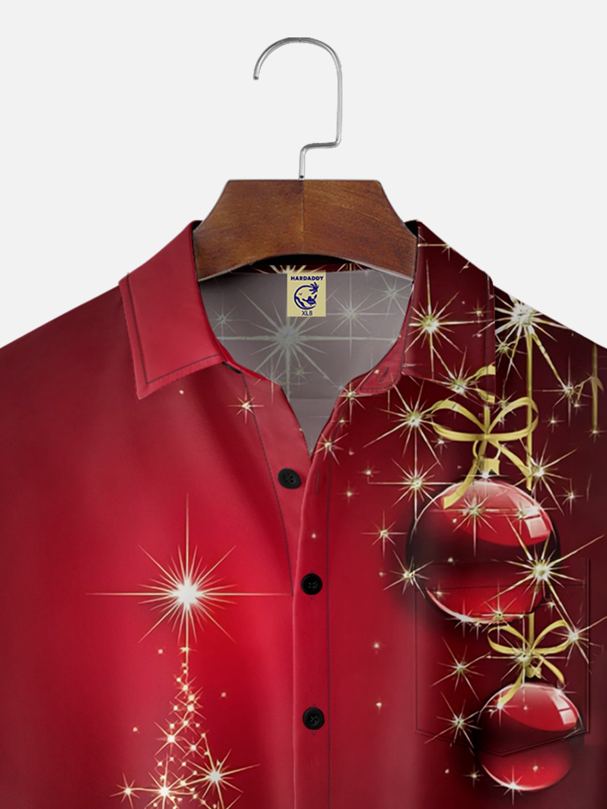 Big Size Moisture-wicking Christmas Art Christmas Tree Chest Pocket Hawaiian Shirt
