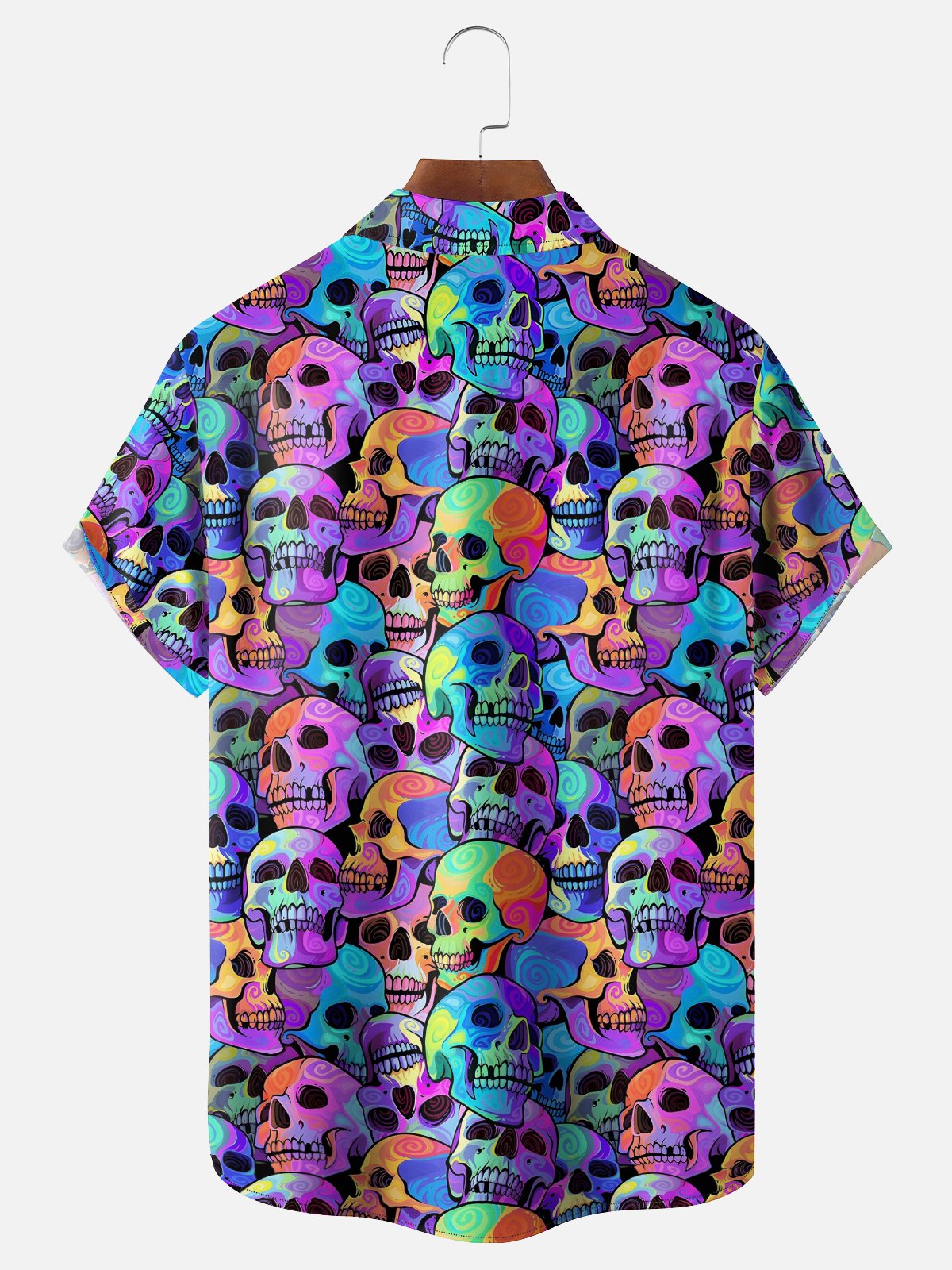 Moisture-Wicking Day Of The Dead Skull Chest Pocket Hawaiian Shirt