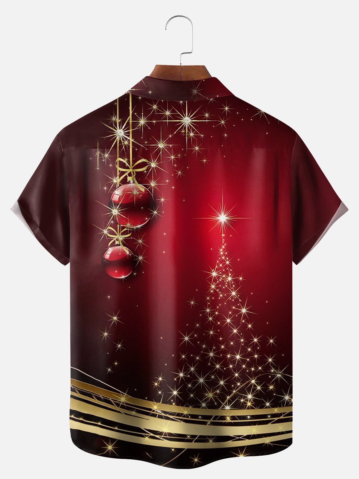 Big Size Moisture-wicking Christmas Art Christmas Tree Chest Pocket Hawaiian Shirt
