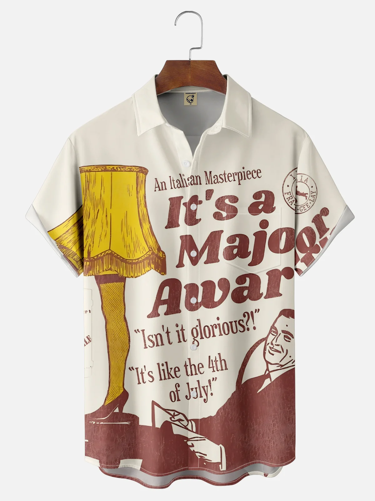 Moisture-Wicking Christmas Story Leg Lamp Chest Pocket Hawaiian Shirt