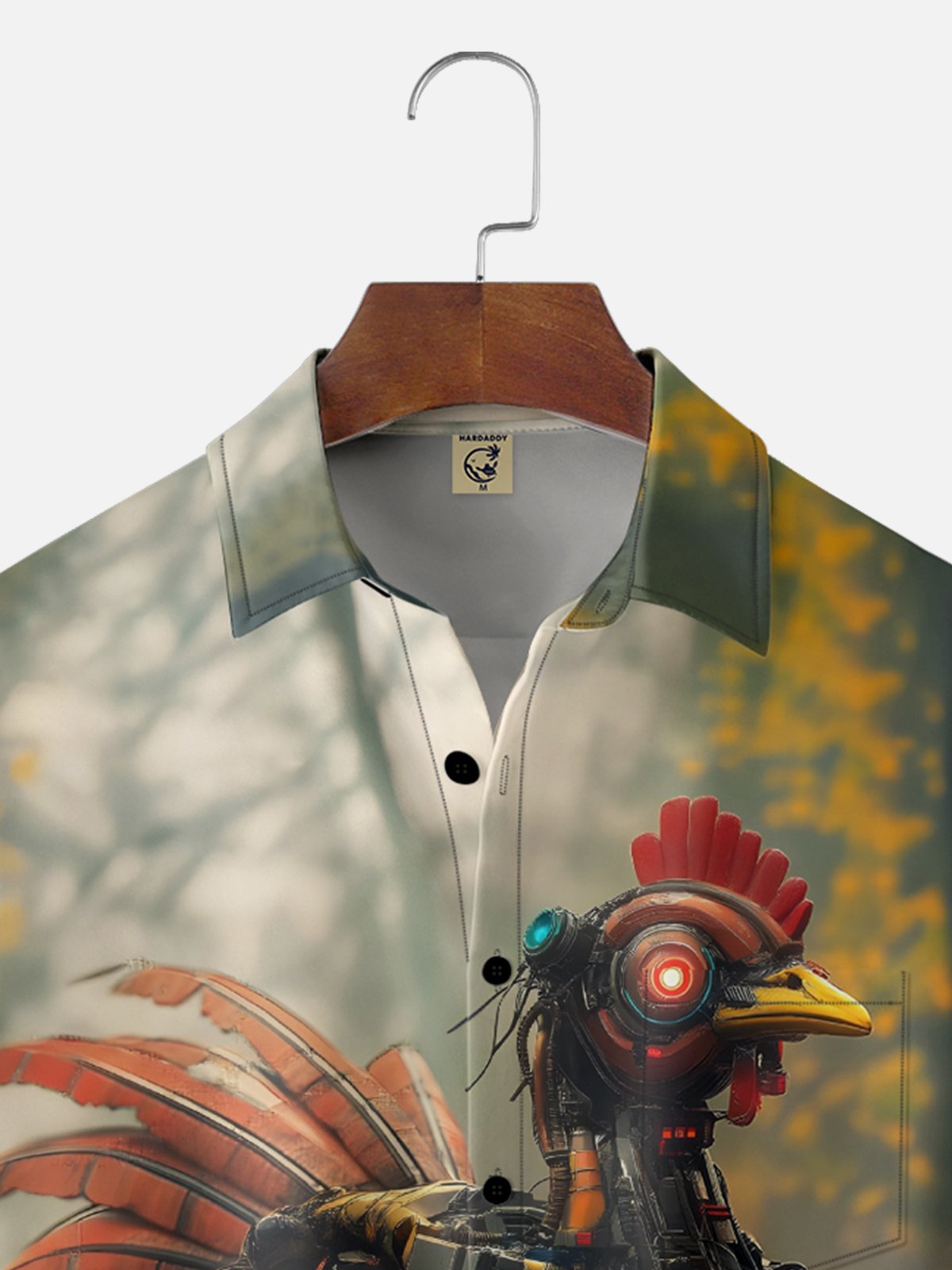 Moisture Wicking Thanksgiving Mechanical Turkey Breast Pocket Hawaiian Shirt