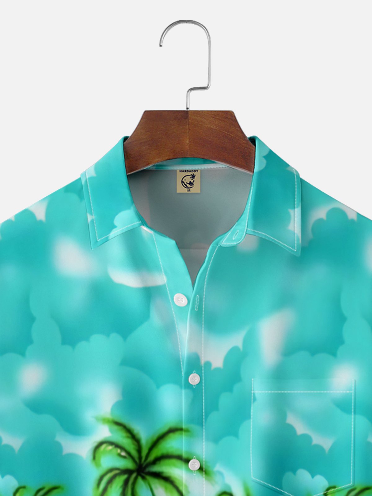 Moisture-Wicking Gradient Coconut Tree Parrot Chest Pocket Hawaiian Shirt