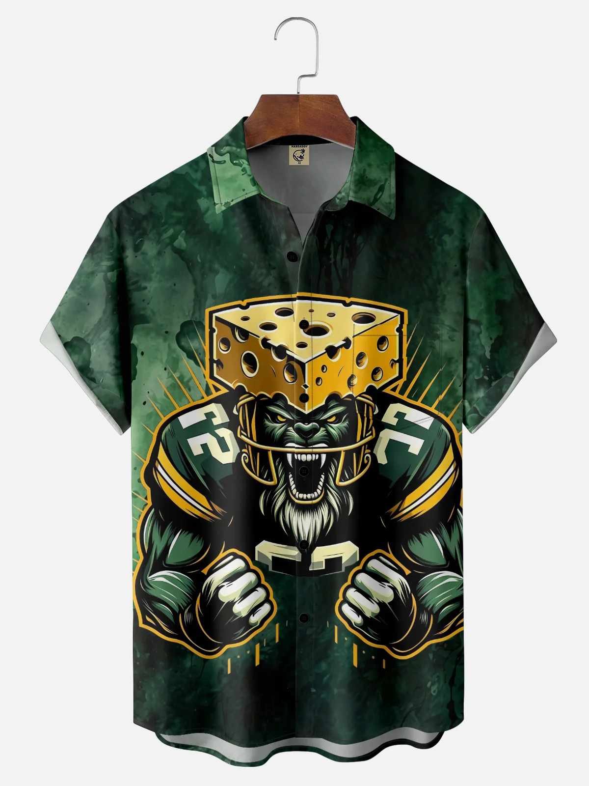 Moisture-wicking Cheesehead Football Sports Chest Pocket Casual Shirt