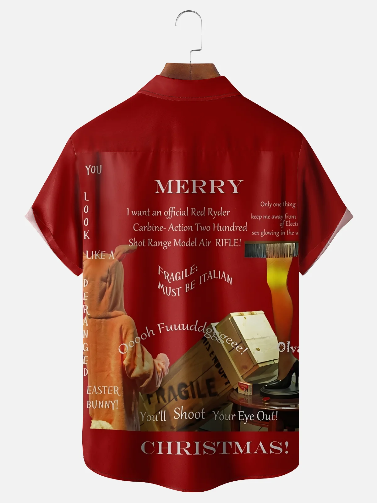 Moisture-Wicking Christmas Story Leg Lamp Chest Pocket Hawaiian Shirt