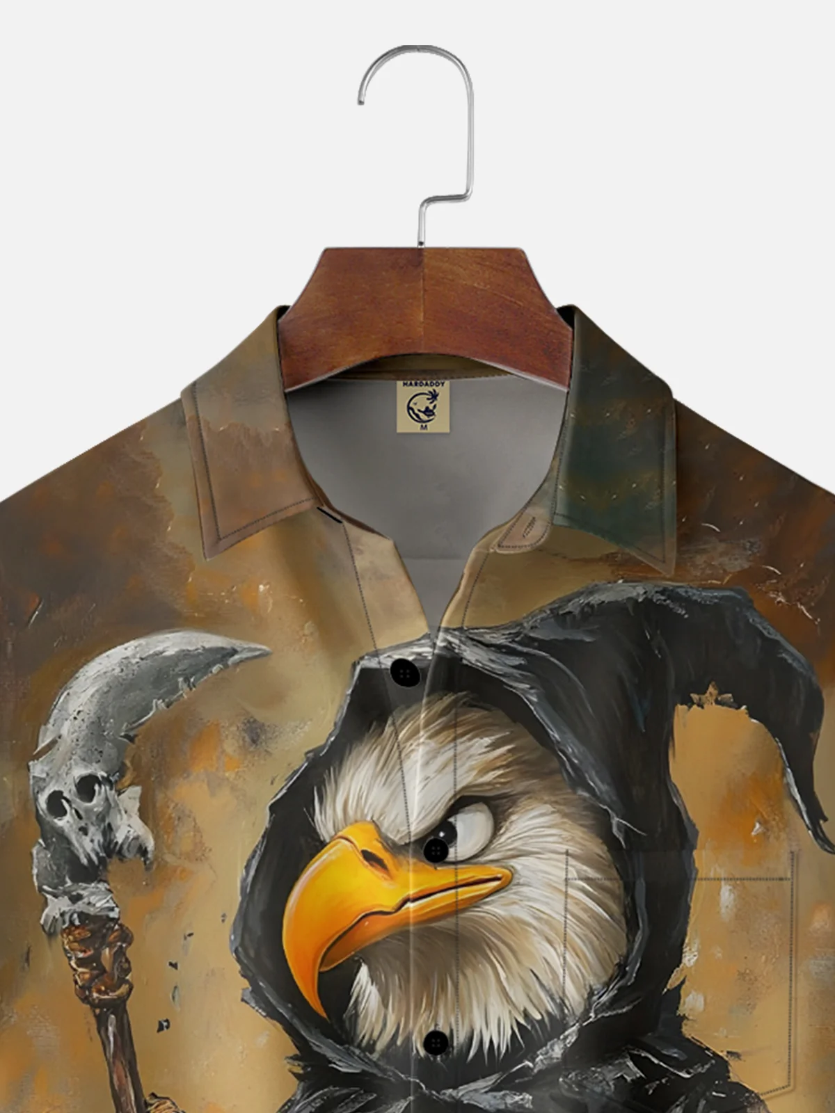 Moisture-Wicking Halloween Wizard Eagle Chest Pocket Hawaiian Shirt