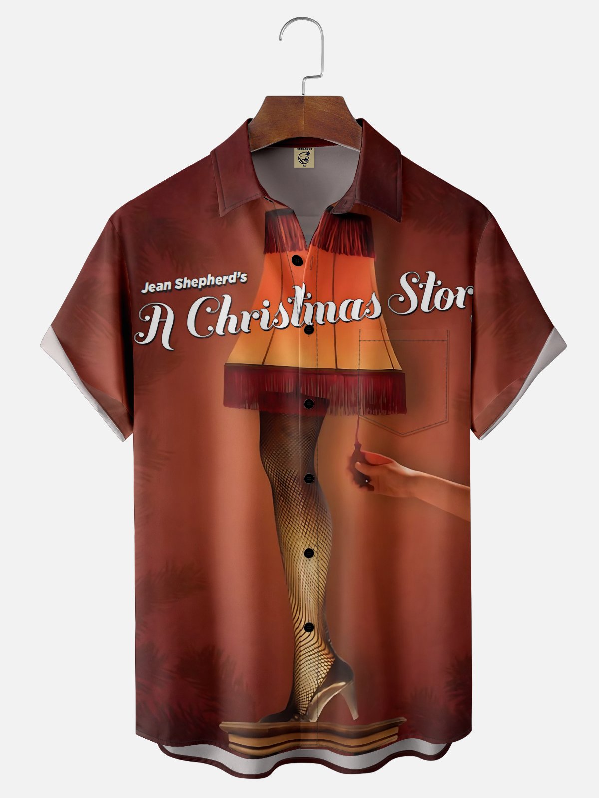 Moisture-Wicking Christmas Story Leg Lamp Chest Pocket Hawaiian Shirt