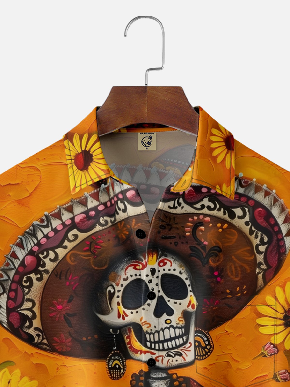 Moisture-wicking Day Of The Dead Skeleton Guitar Chest Pocket Casual Shirt