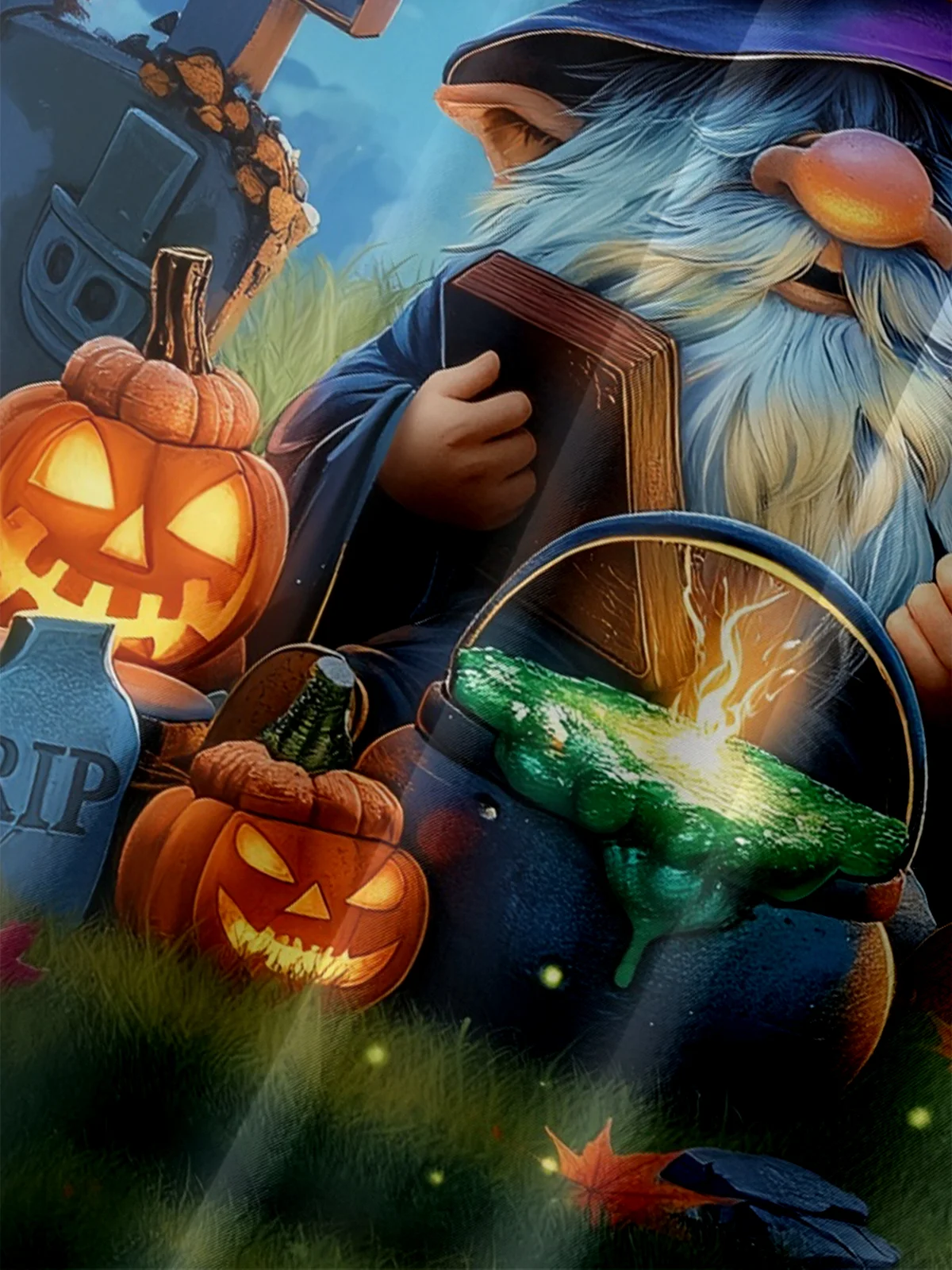 Moisture-wicking Halloween Gnome Pumpkin Chest Pocket Casual Shirt