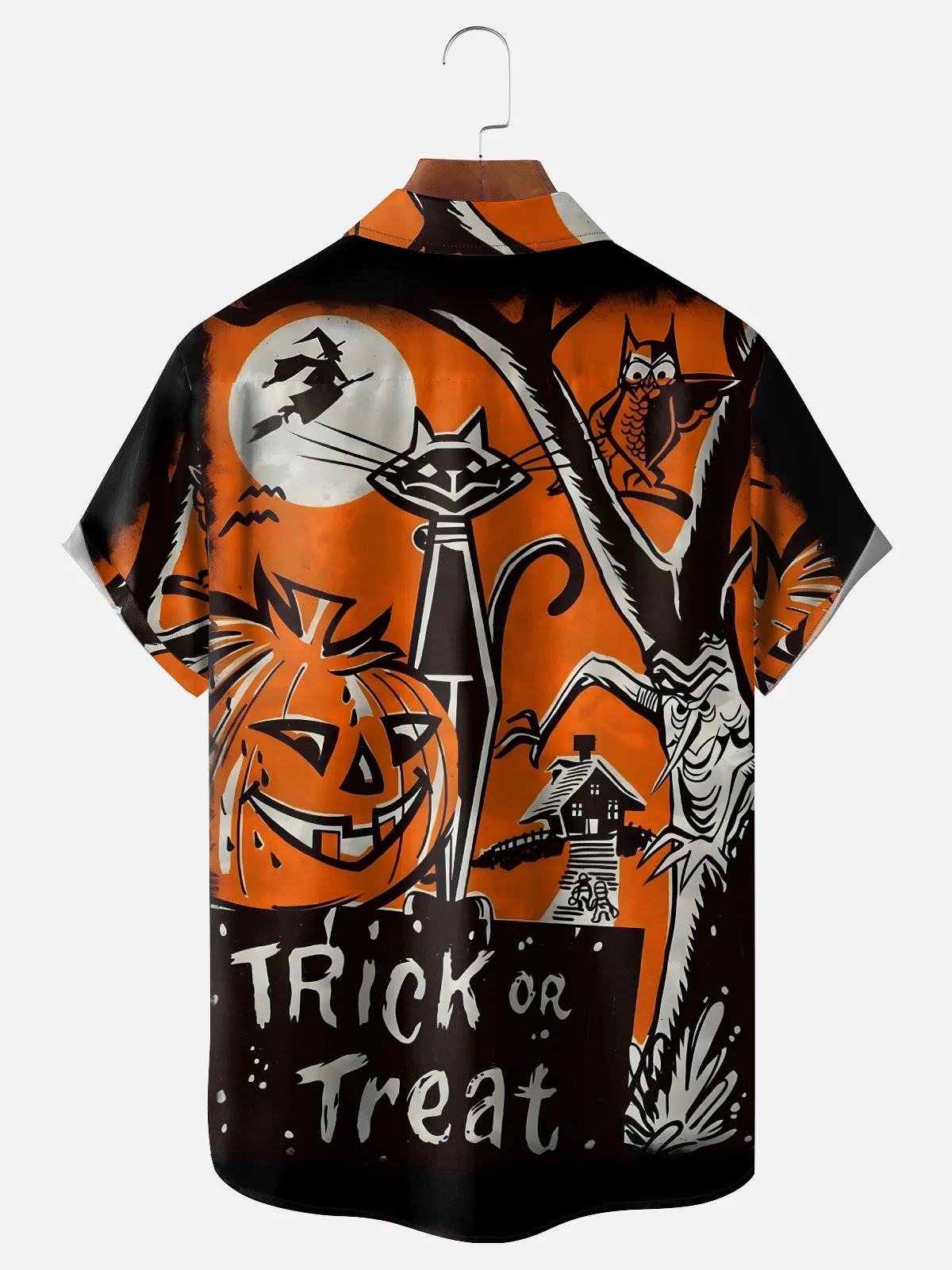 Moisture-Wicking Halloween Trick-or-Treat Chest Pocket Hawaiian Shirt