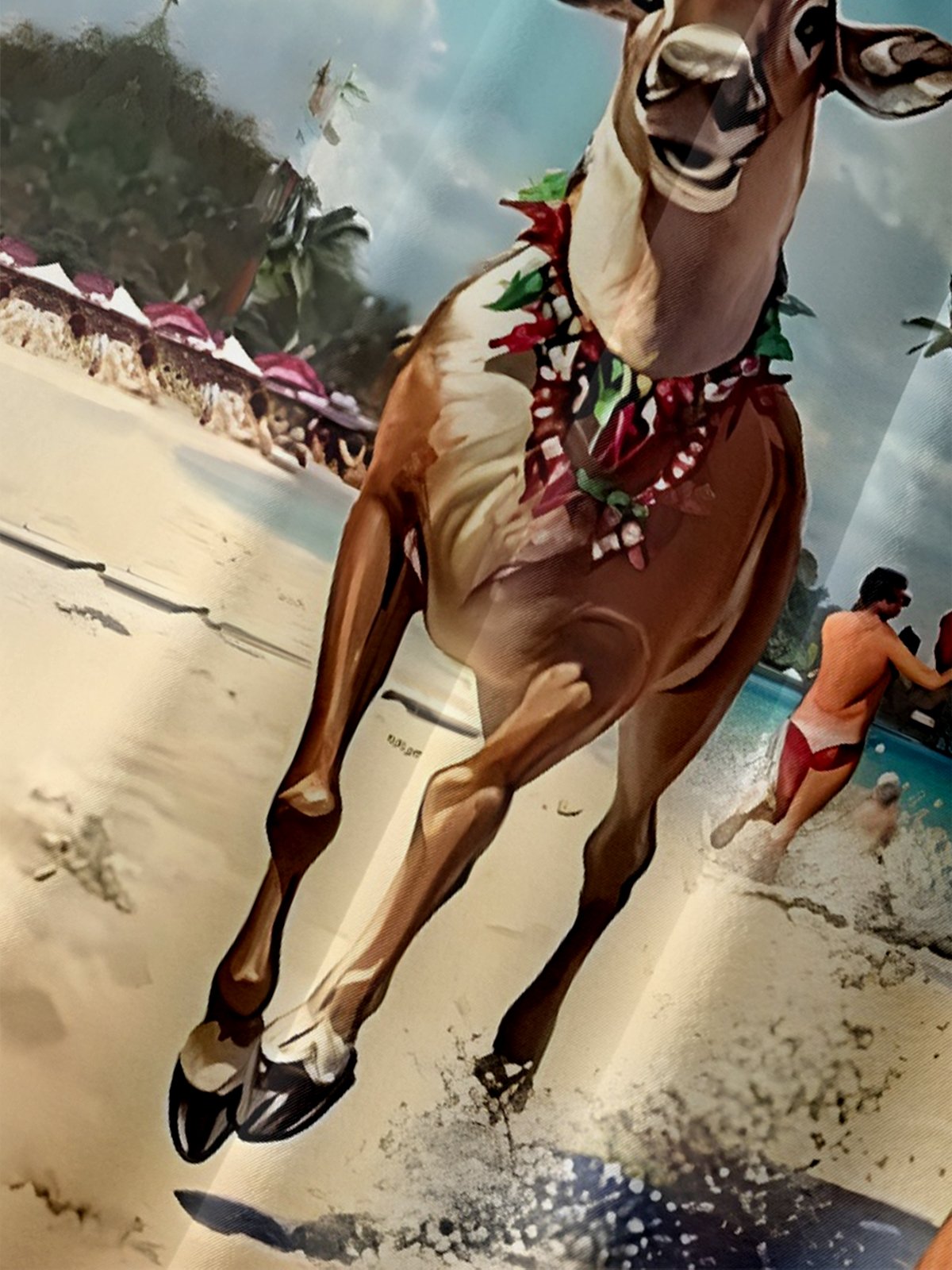 Moisture-Wicking Christmas Santa Claus Beach Vacation Chest Pocket Hawaiian Shirt