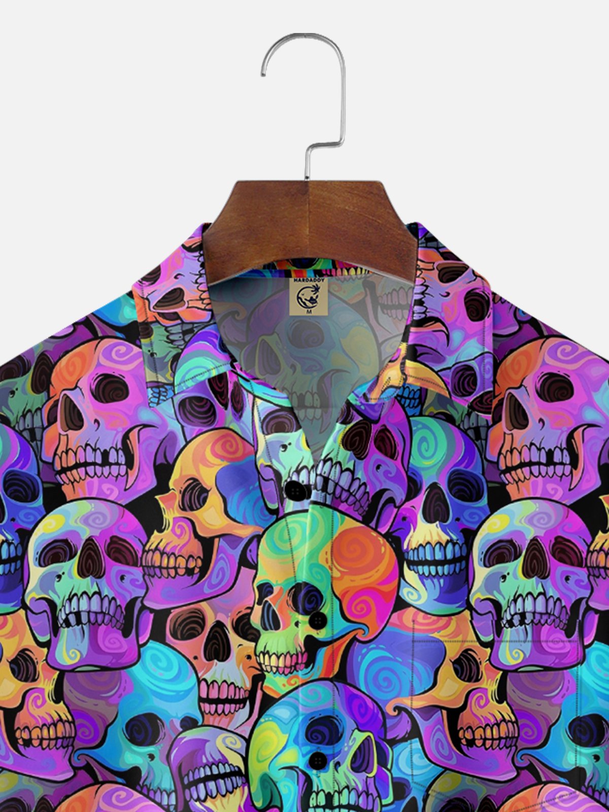 Moisture-Wicking Day Of The Dead Skull Chest Pocket Hawaiian Shirt