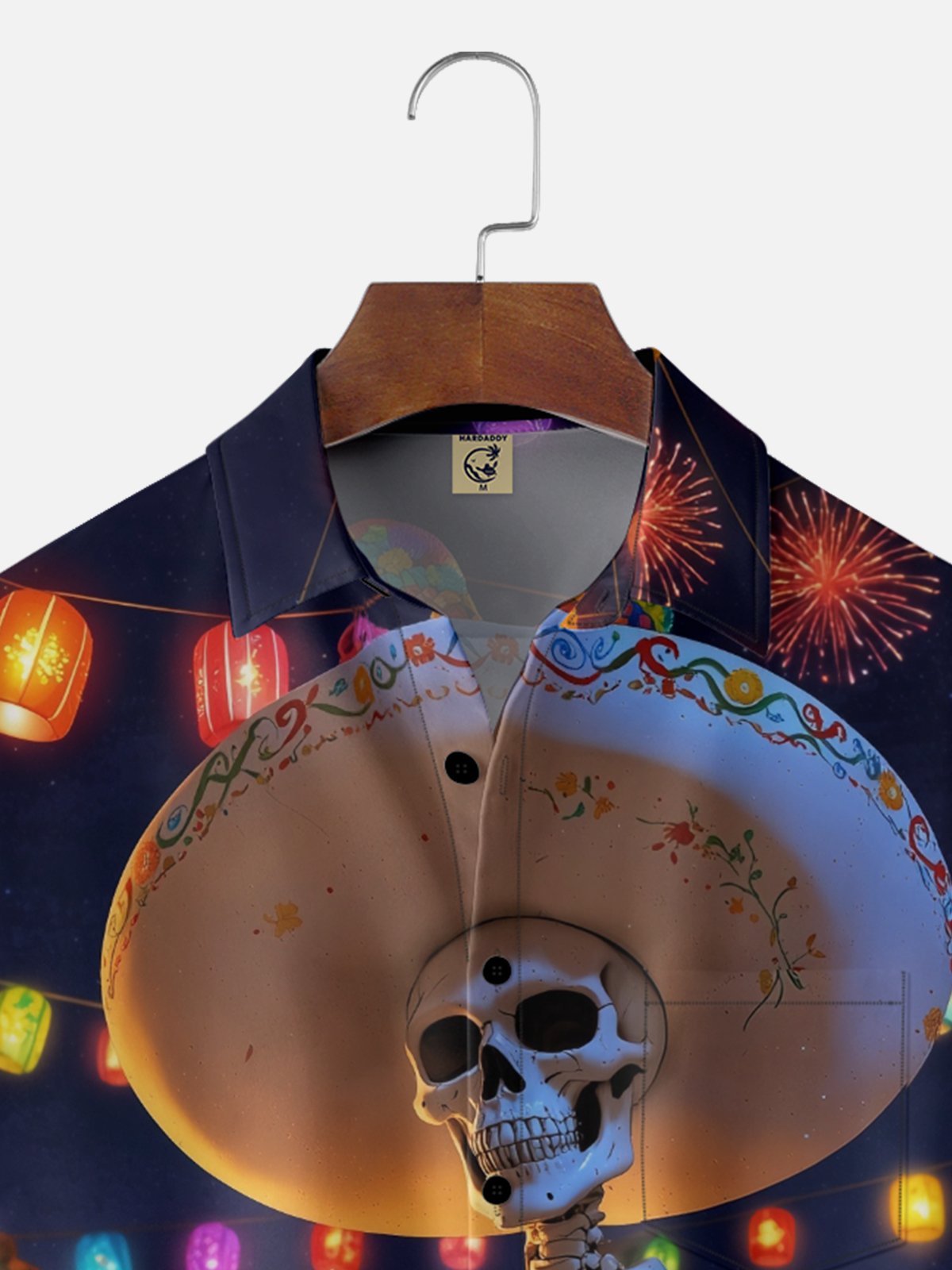 Moisture-wicking Day Of The Dead Skeleton Guitar Chest Pocket Casual Shirt