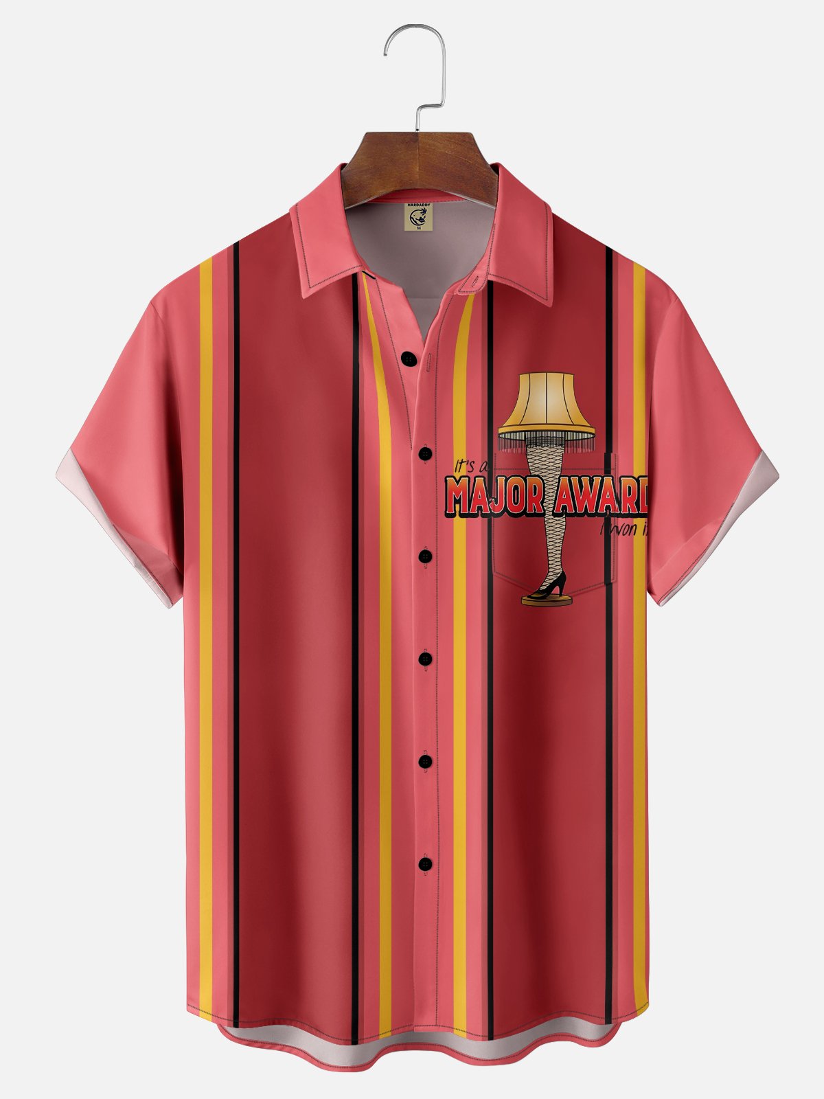 Moisture-Wicking Christmas Story Leg Lamp Chest Pocket Bowling Shirt