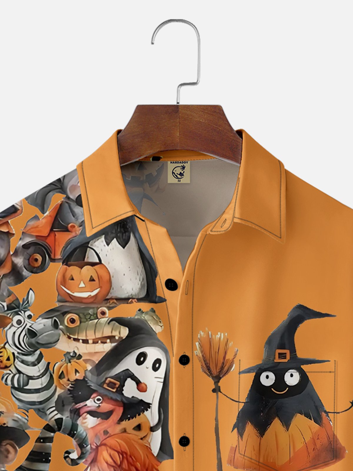 Moisture Wicking Halloween Pumpkin Flamingo Ghost Zebra Chest Pocket Hawaiian Shirt