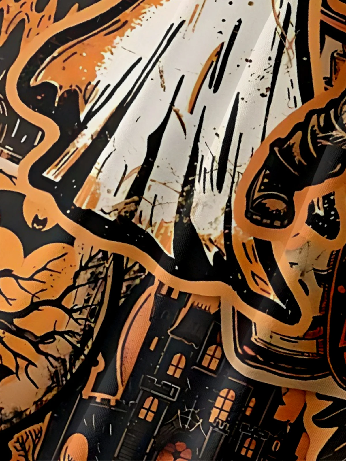 Moisture Wicking Halloween Chainsaw Zombie Pumpkin Ghost Chest Pocket Hawaiian Shirt