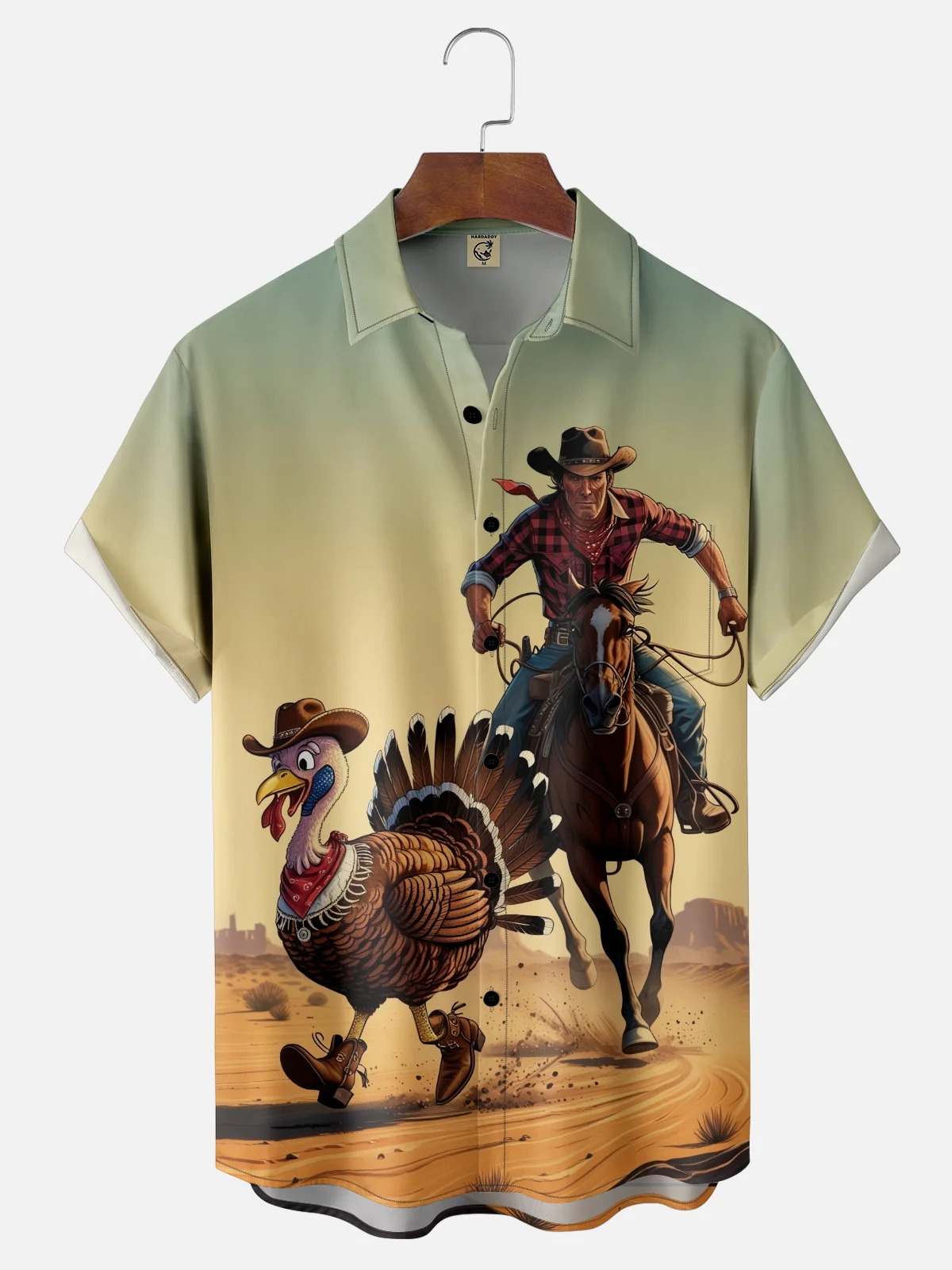 Moisture-wicking Thanksgiving Turkey Cowboy Chest Pocket Casual Shirt