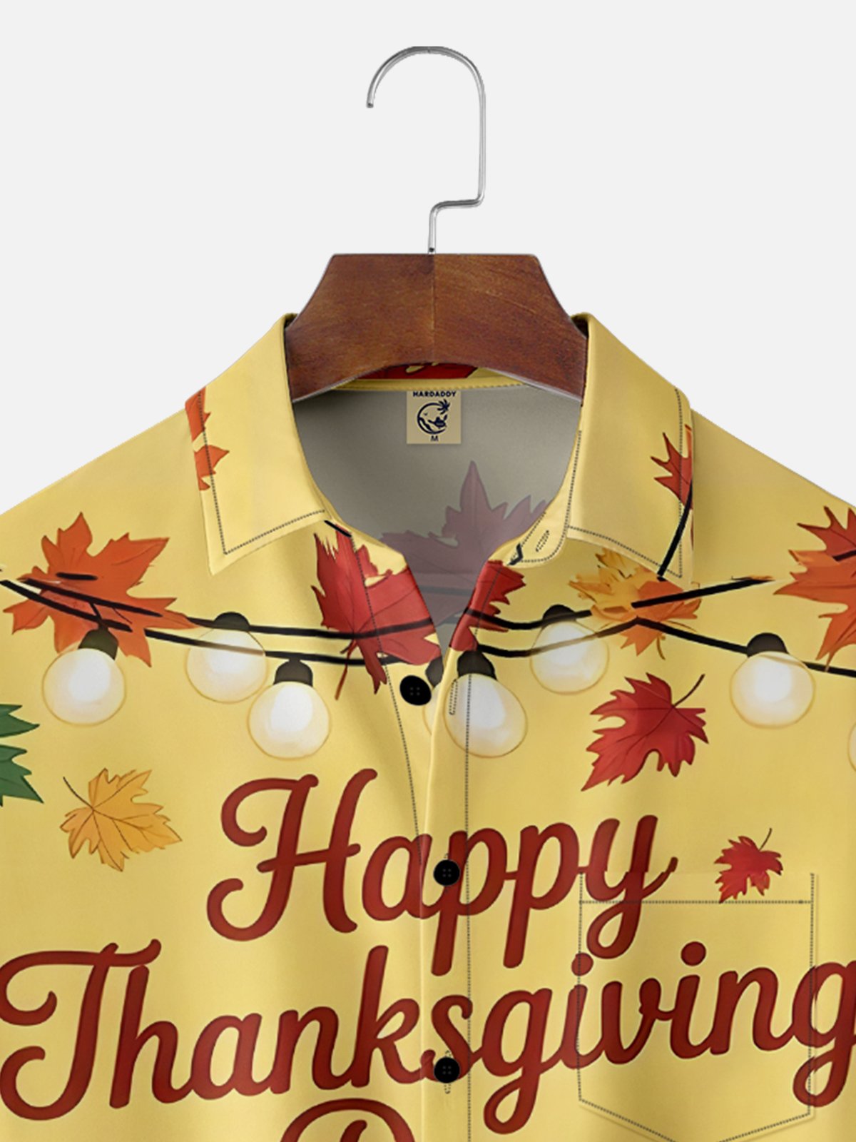 Moisture-Wicking Thanksgiving Turkey Chest Pocket Hawaiian Shirt