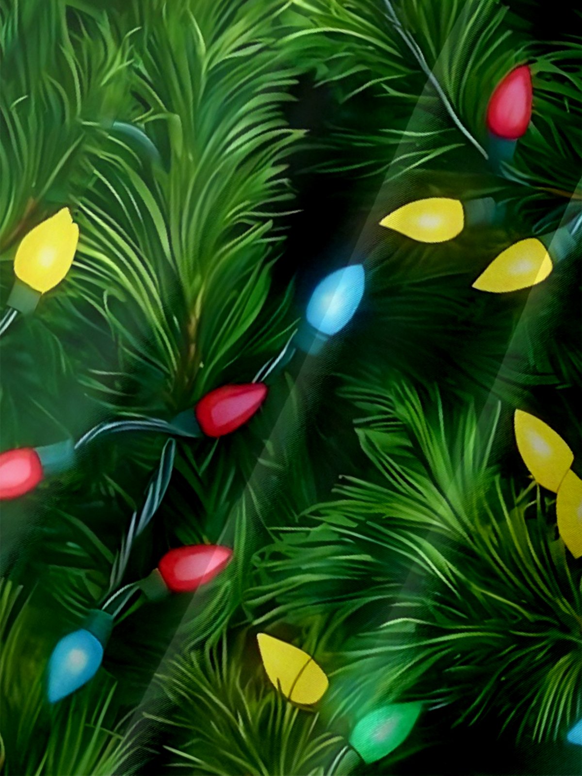 Moisture-Wicking Christmas Tree Lights Chest Pocket Hawaiian Shirt