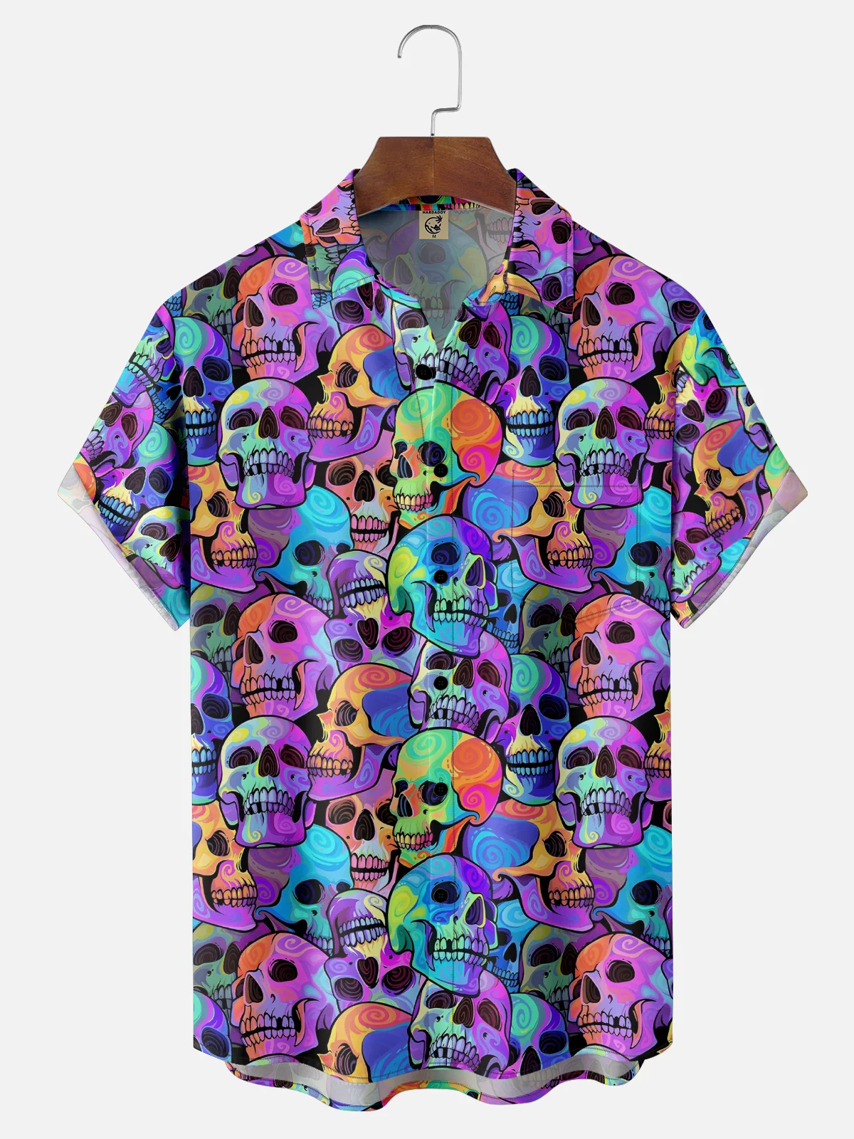 Moisture-Wicking Day Of The Dead Skull Chest Pocket Hawaiian Shirt