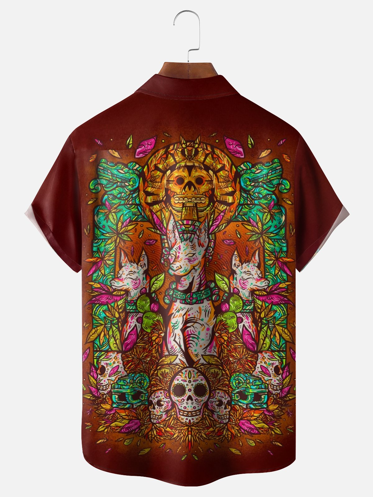 Moisture-wicking Day Of The Dead Mexican Hairless Dog Chest Pocket Casual Shirt