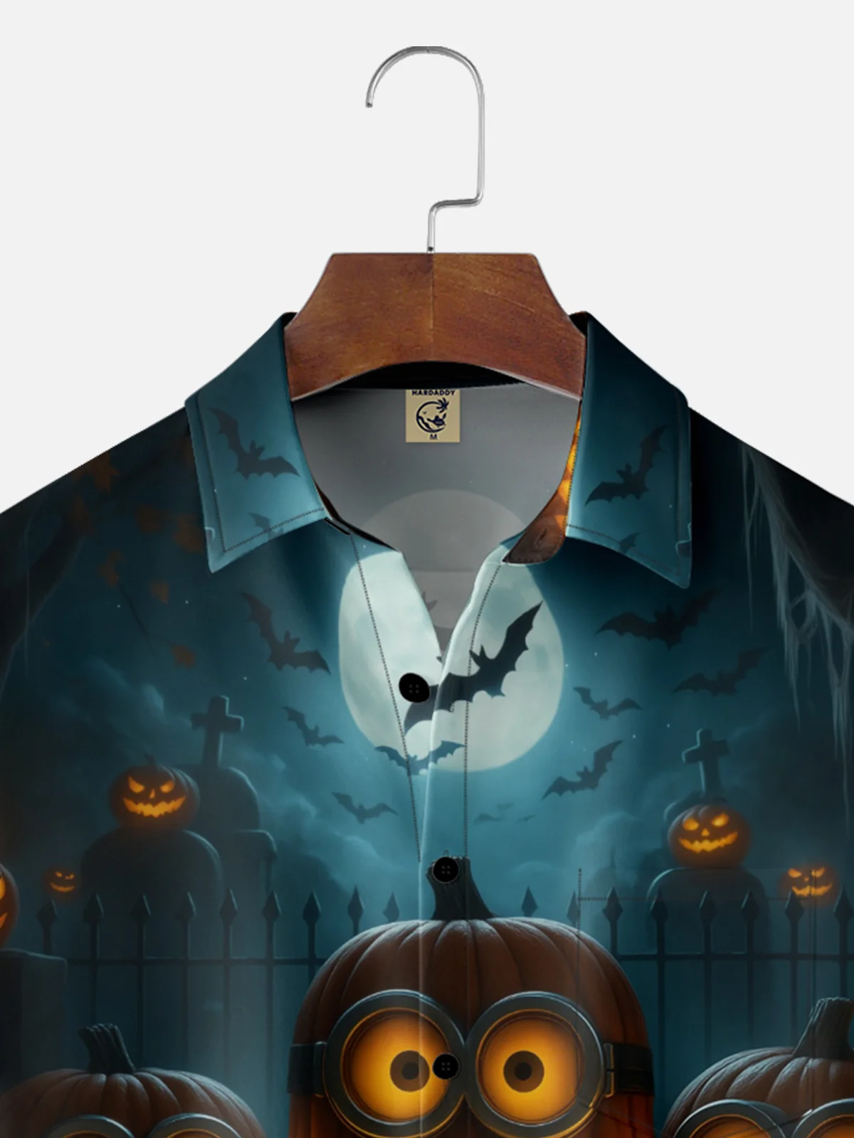 Moisture-wicking Halloween Pumpkin Chest Pocket Casual Shirt