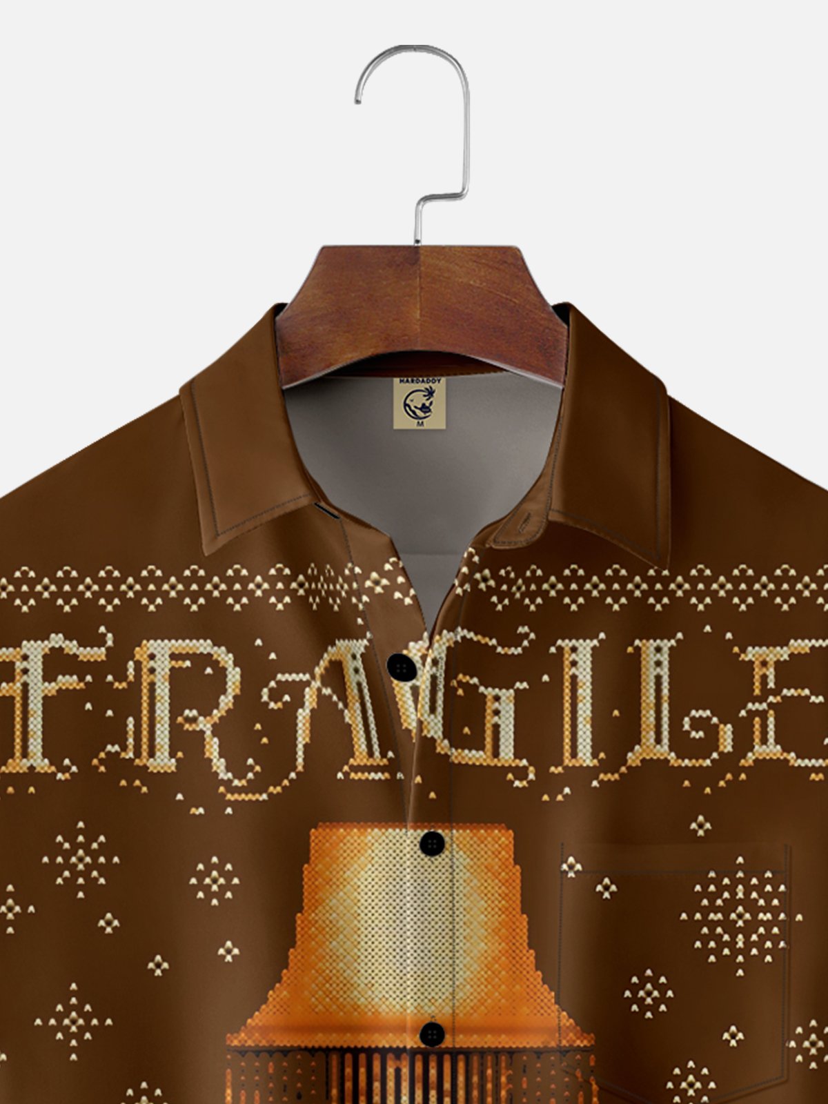 Moisture Wicking Christmas Leg Lights Chest Pocket Hawaiian Shirt