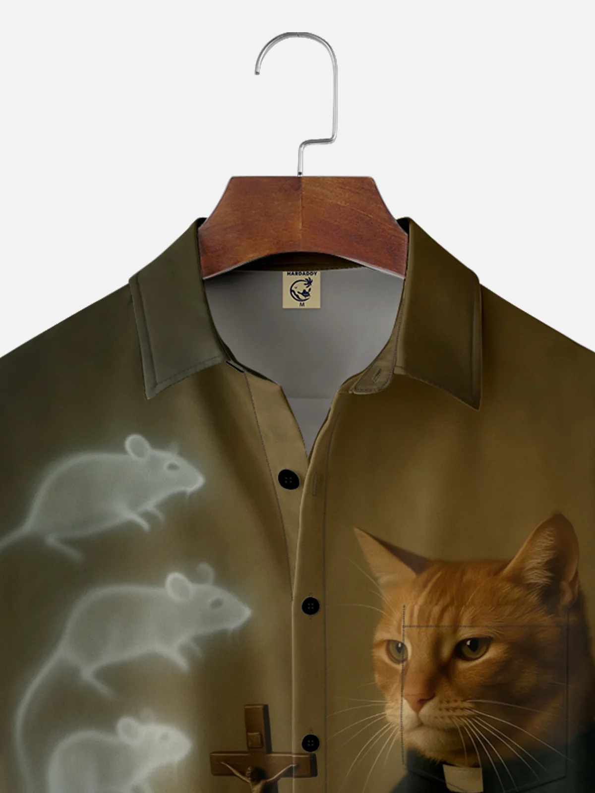 Moisture-wicking Cat Cross Chest Pocket Casual Shirt