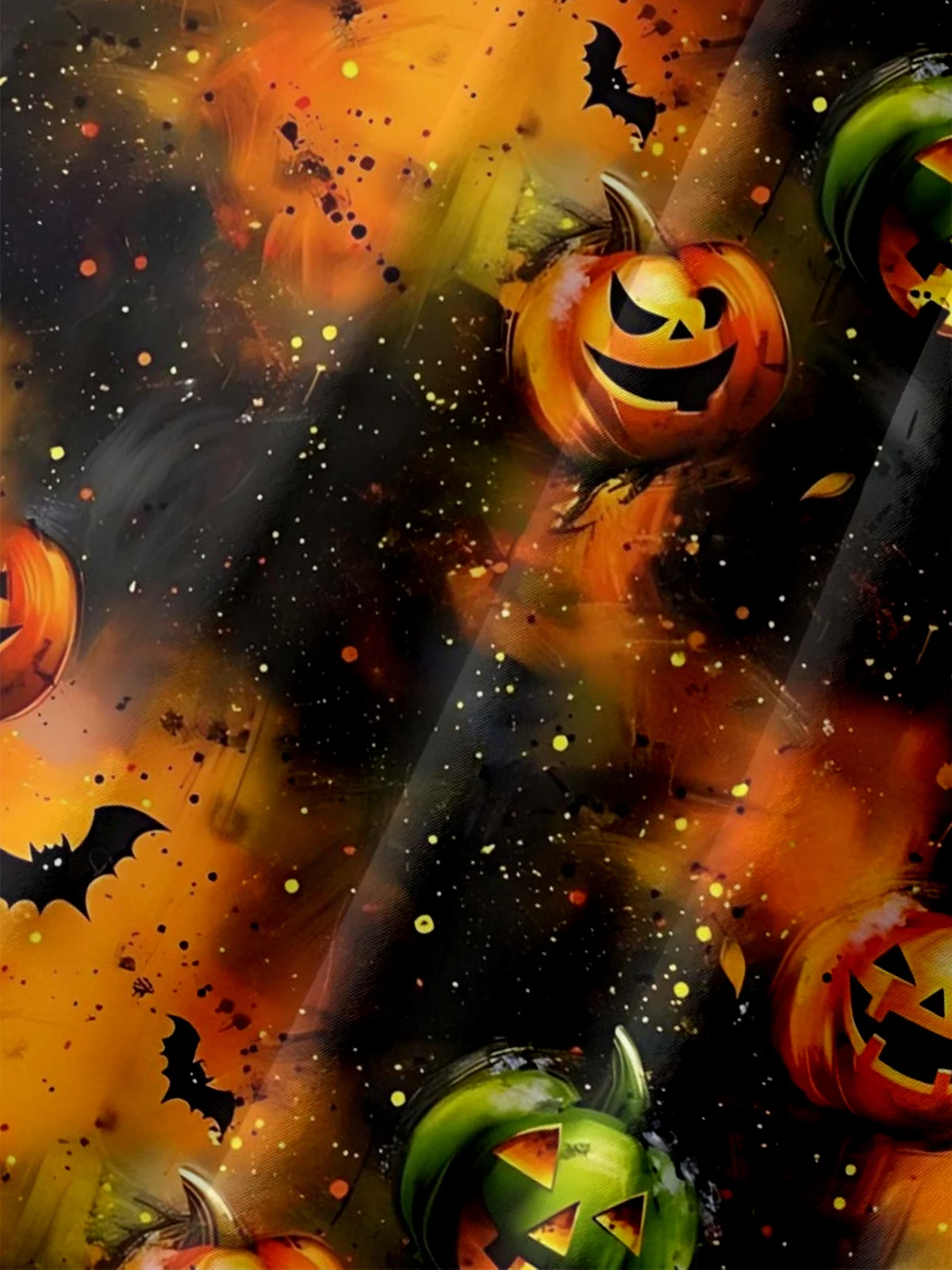 Moisture-Wicking Halloween Pumpkin Bat Chest Pocket Hawaiian Shirt