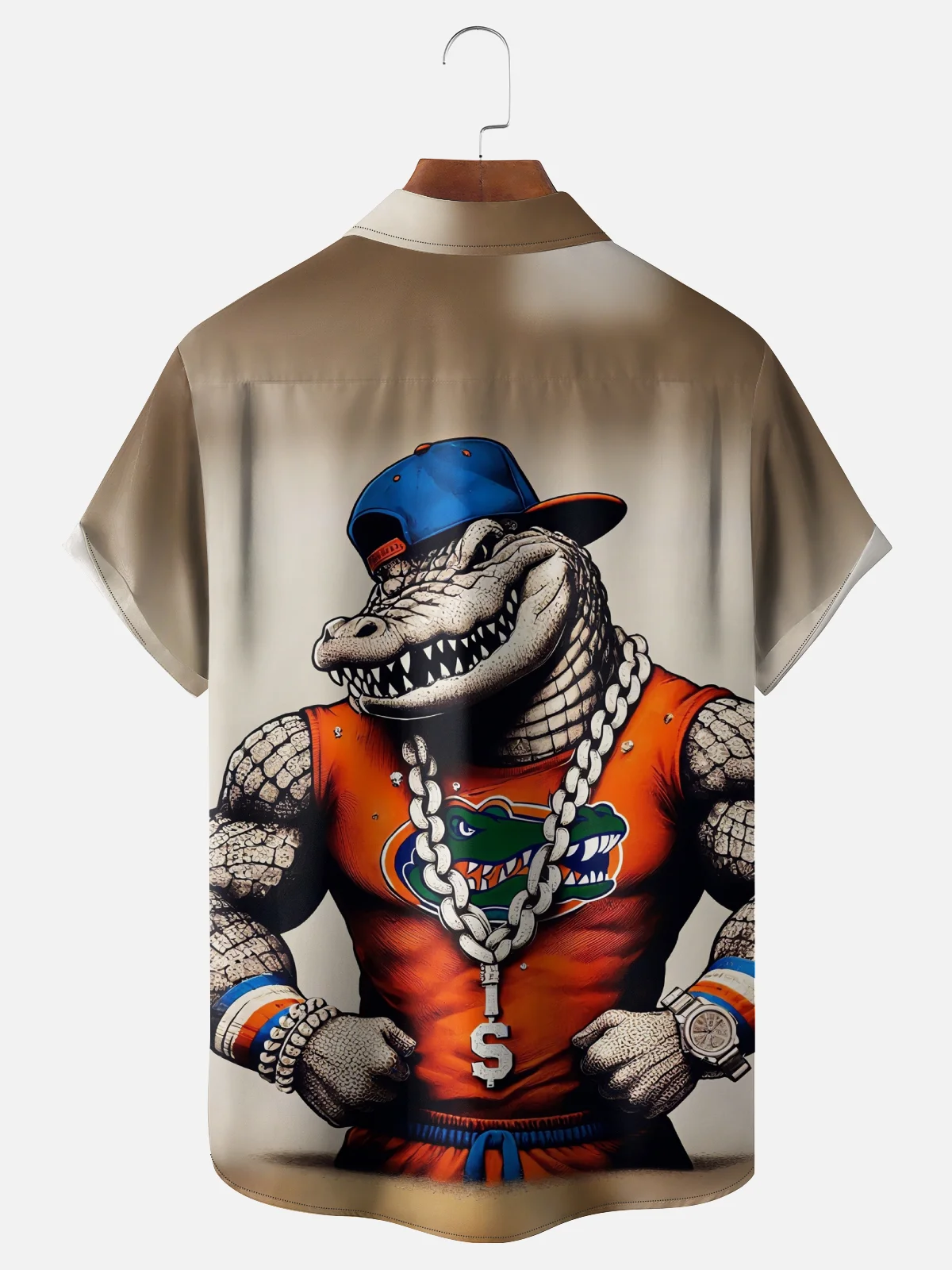 Moisture-Wicking Football Gator Chest Pocket Hawaiian Shirt