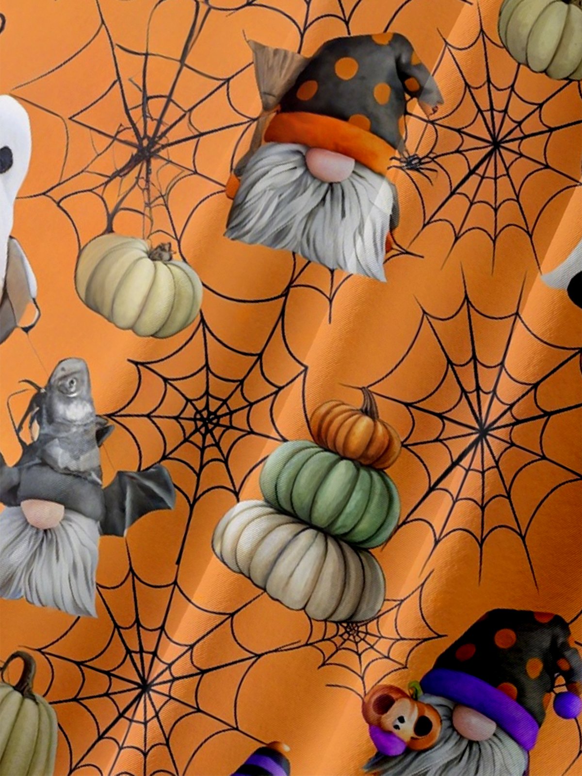Moisture-Wicking Halloween Gnome Spider Web Pumpkin Chest Pocket Hawaiian Shirt