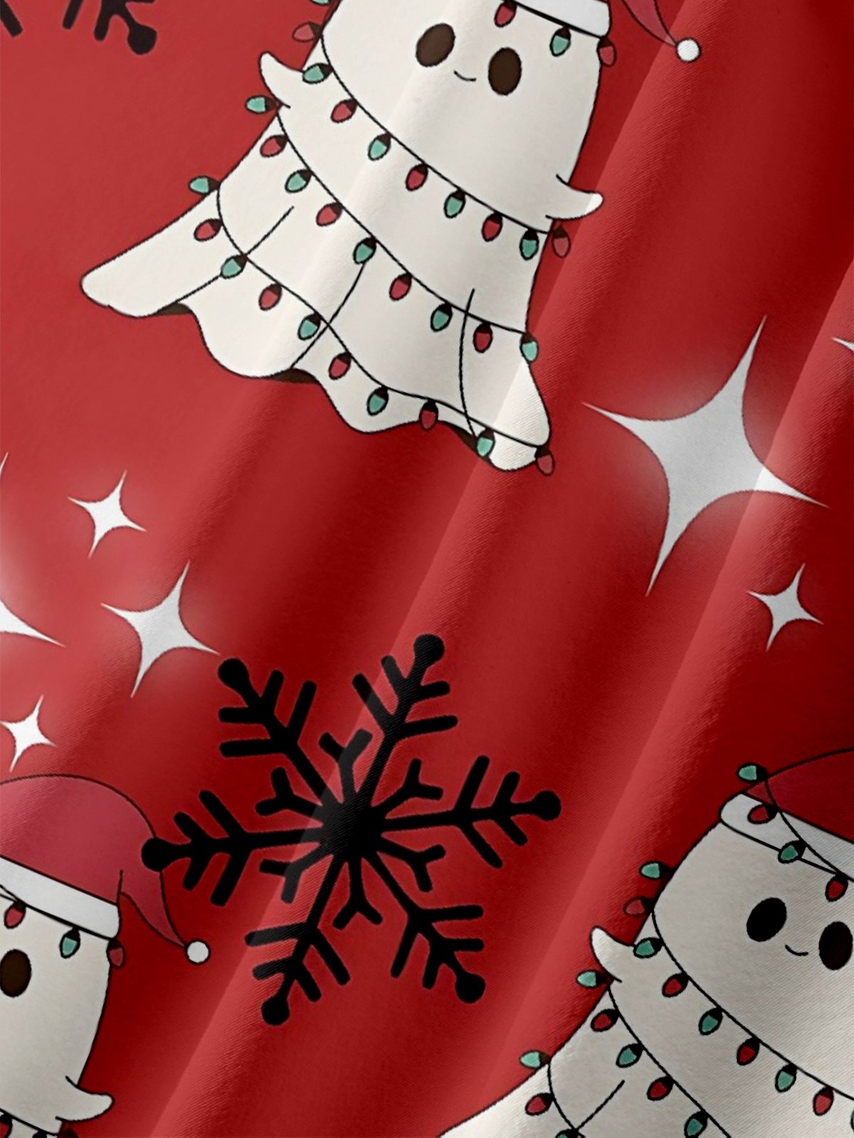 Moisture-Wicking Christmas Ghost Lights Chest Pocket Hawaiian Shirt