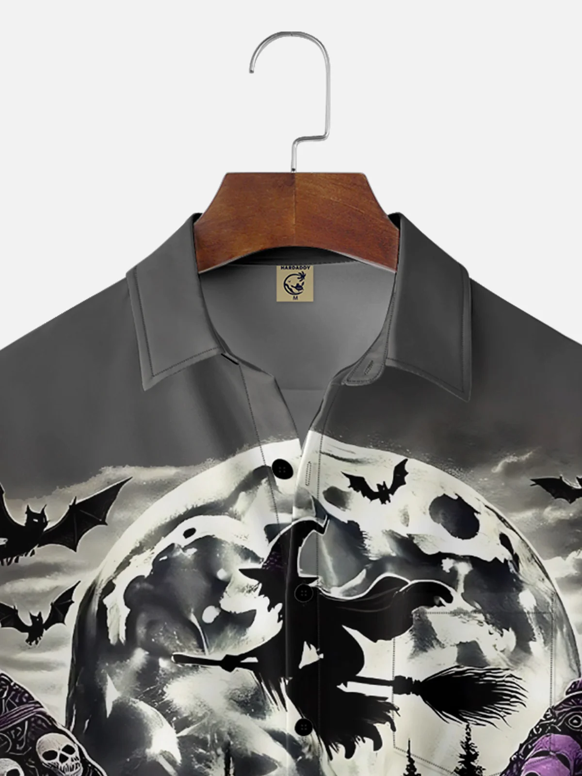 Moisture-Wicking Halloween Witch Midget Rock Guitar Chest Pocket Hawaiian Shirt