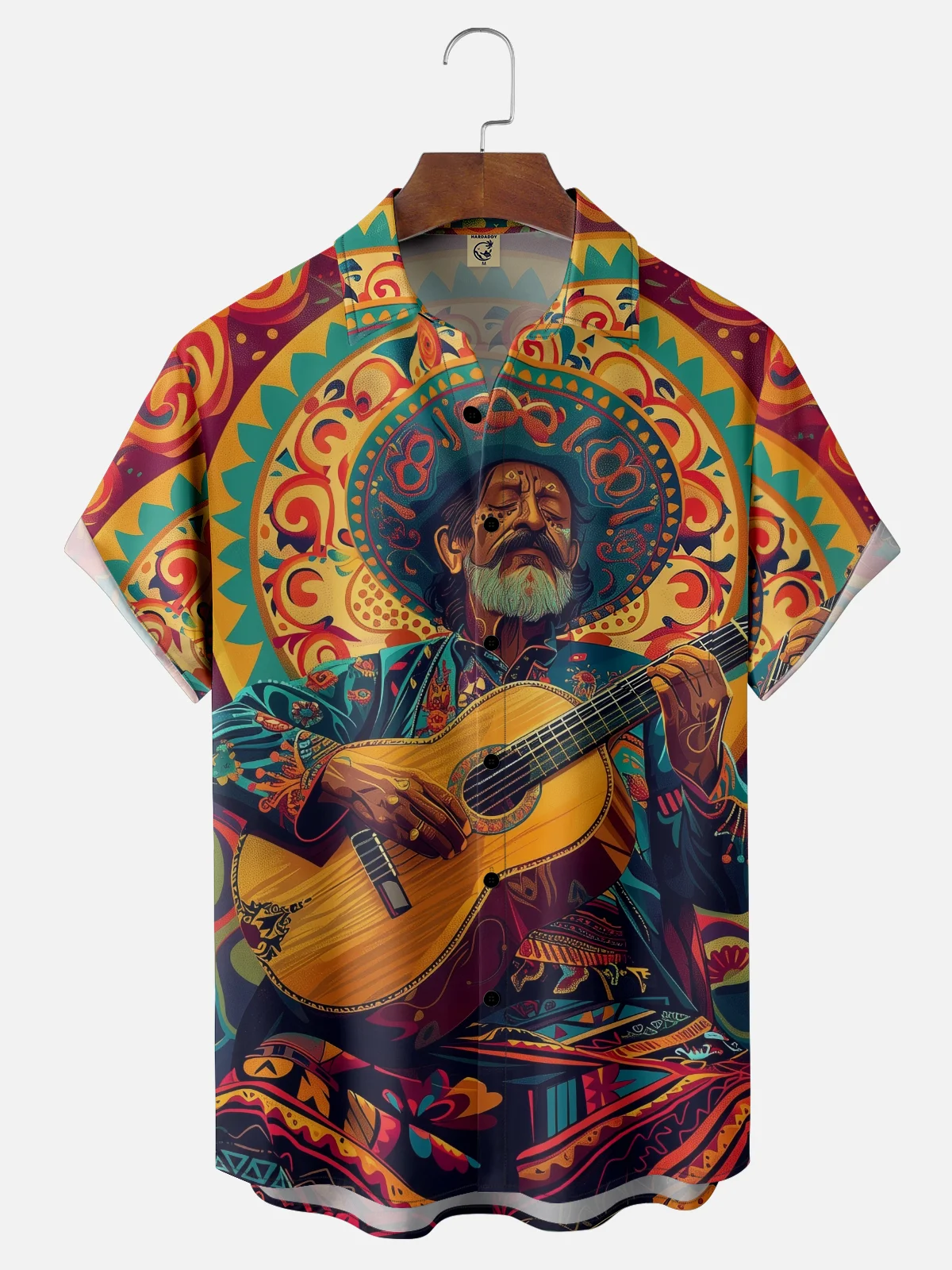 Moisture-wicking Day Of The Dead Guitar Chest Pocket Casual Shirt