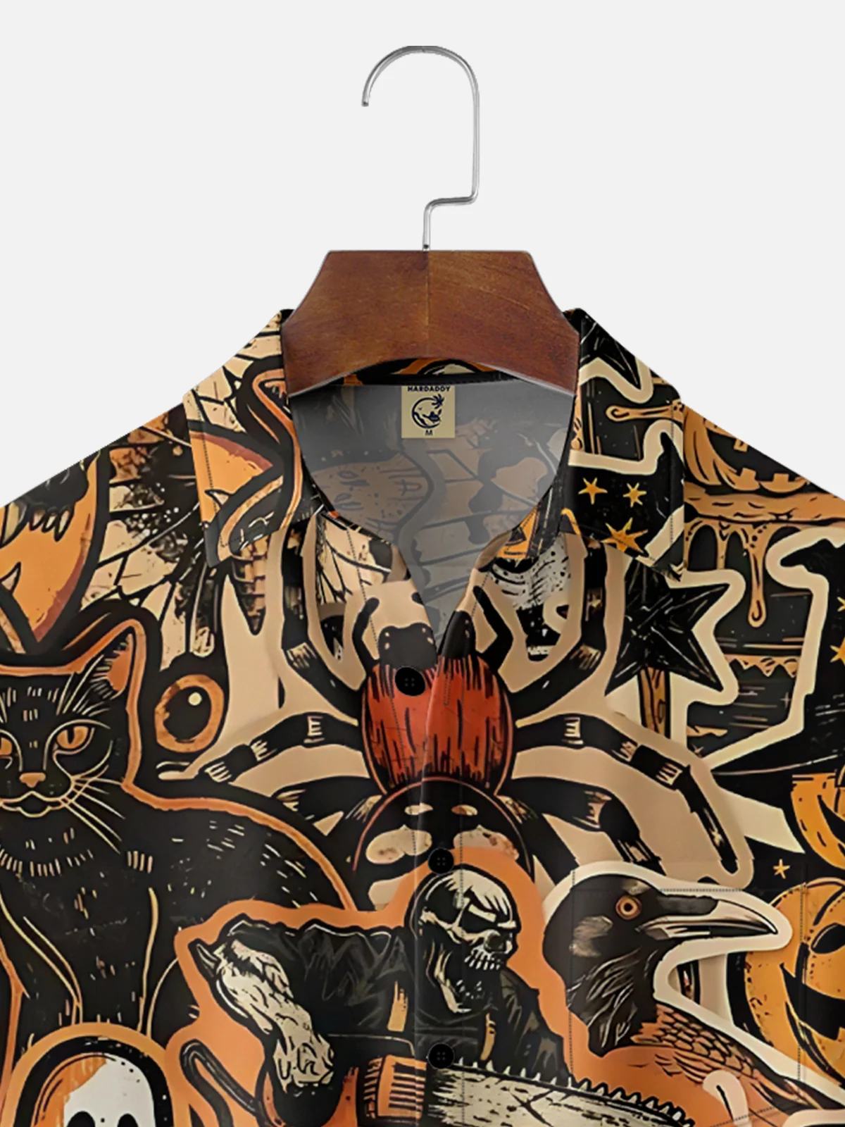 Moisture Wicking Halloween Chainsaw Zombie Pumpkin Ghost Chest Pocket Hawaiian Shirt