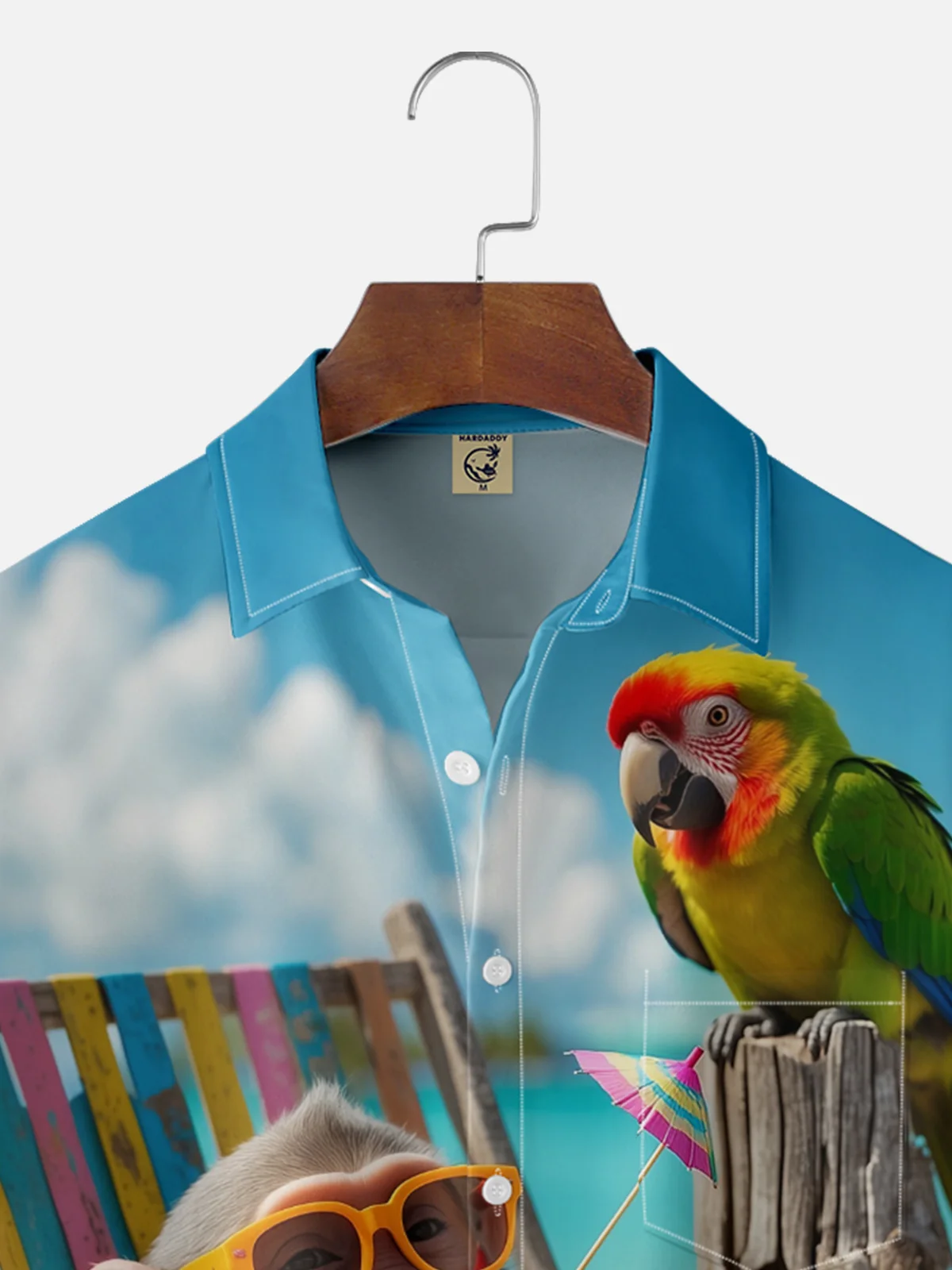 Moisture-wicking Parrot Monkey Chest Pocket Hawaiian Shirt