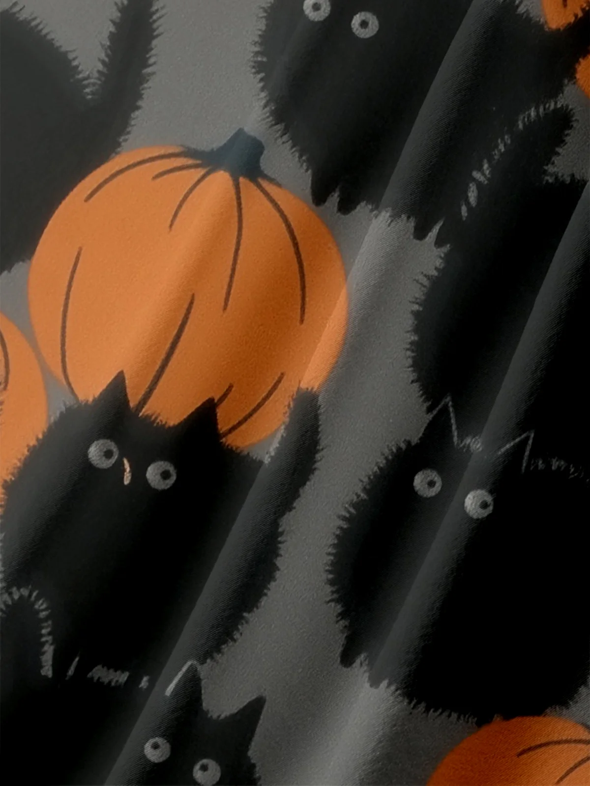 Moisture-wicking Halloween Pumpkin Cat Chest Pocket Casual Shirt