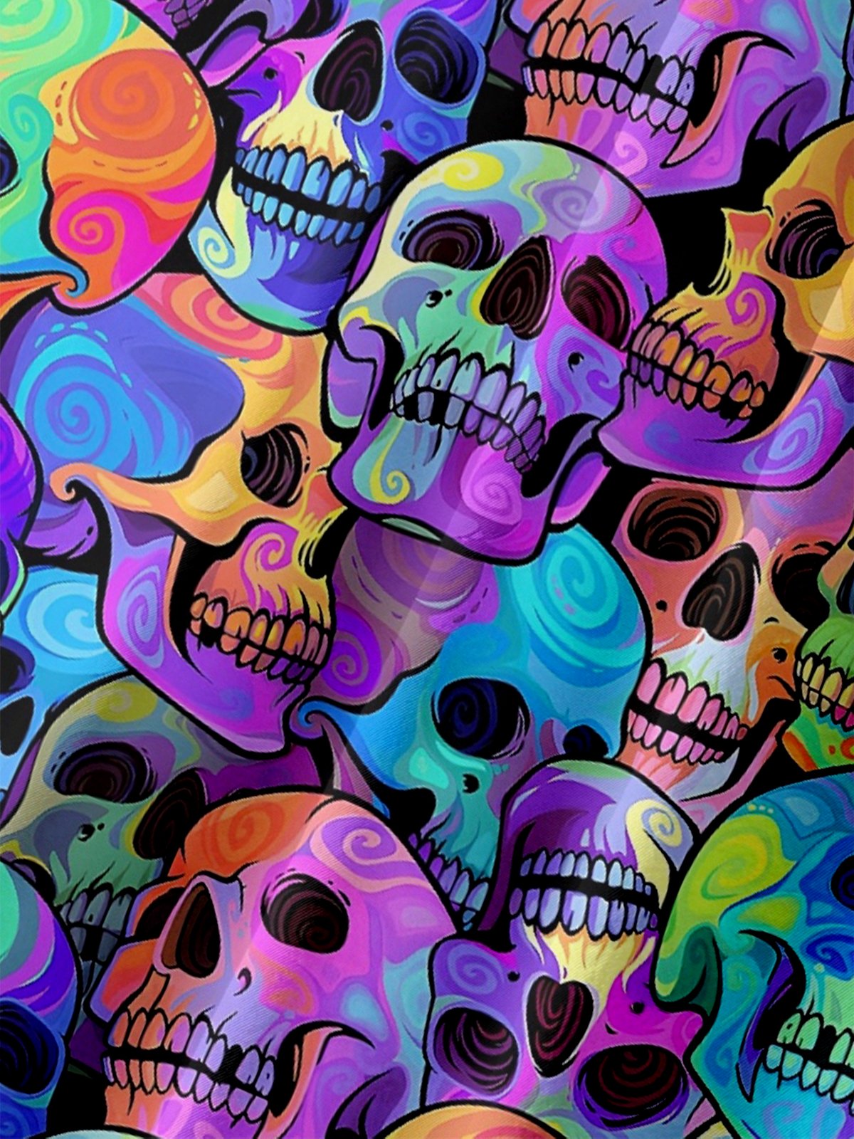 Moisture-Wicking Day Of The Dead Skull Chest Pocket Hawaiian Shirt