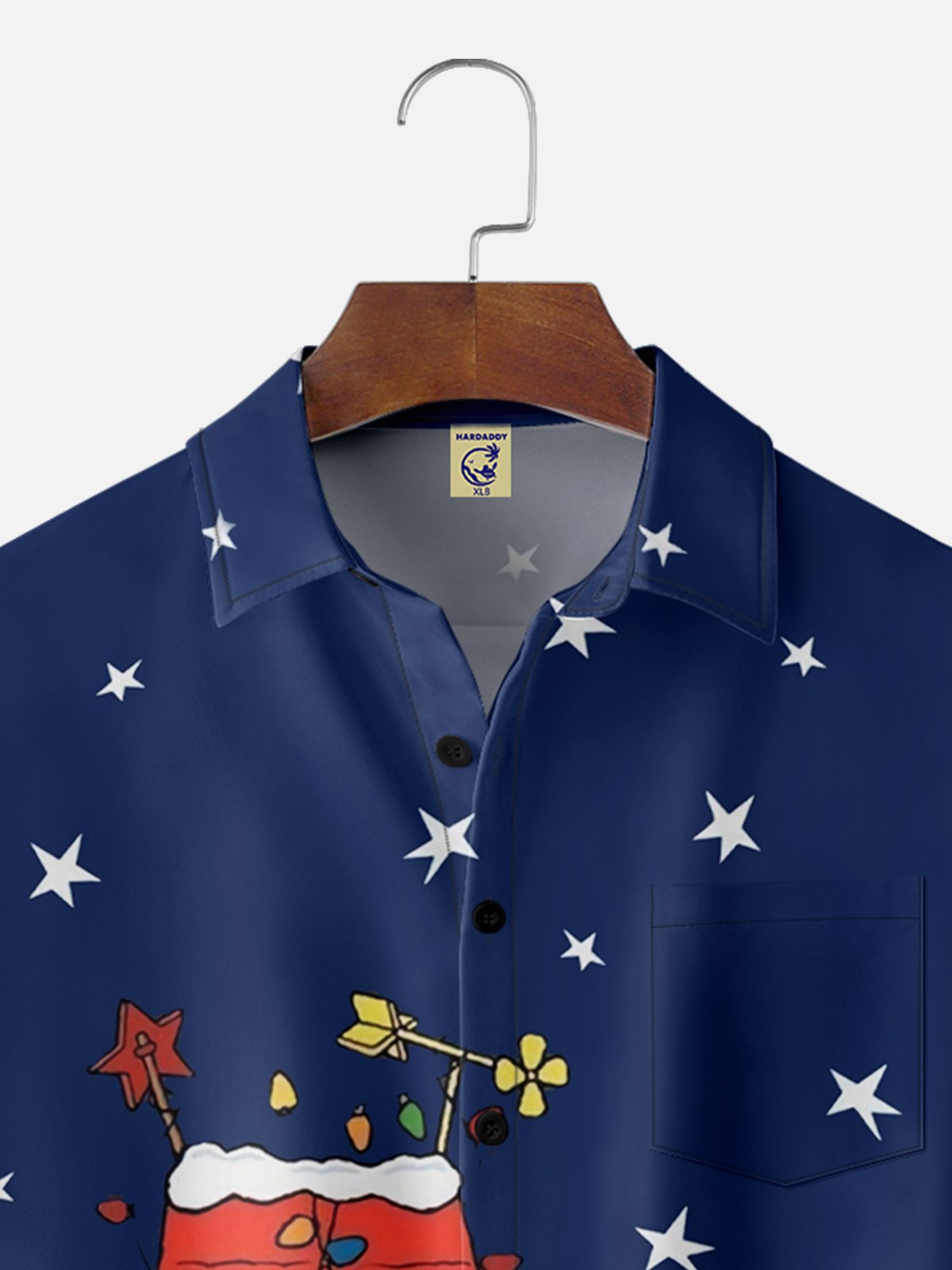 Big Size Moisture-wicking Charlie's Christmas Tree And Doghouse Chest Pocket Hawaiian Shirt