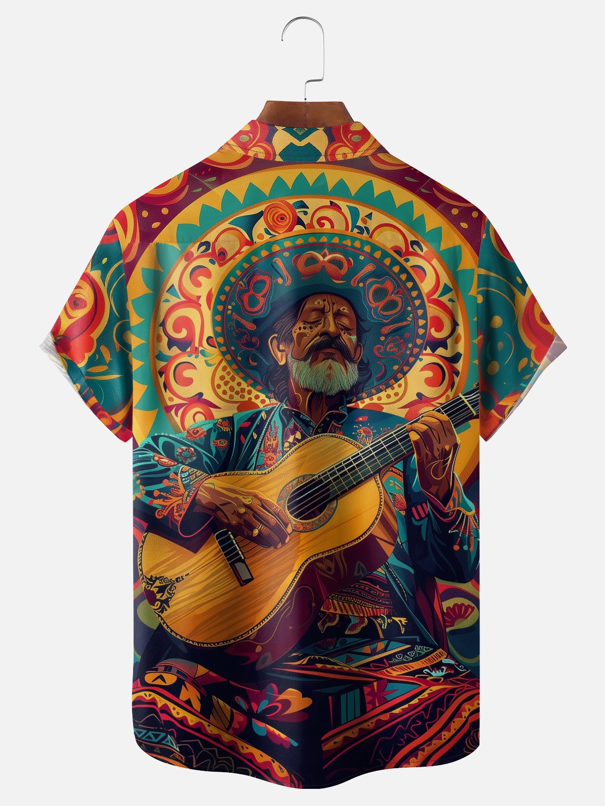 Moisture-wicking Day Of The Dead Guitar Chest Pocket Casual Shirt