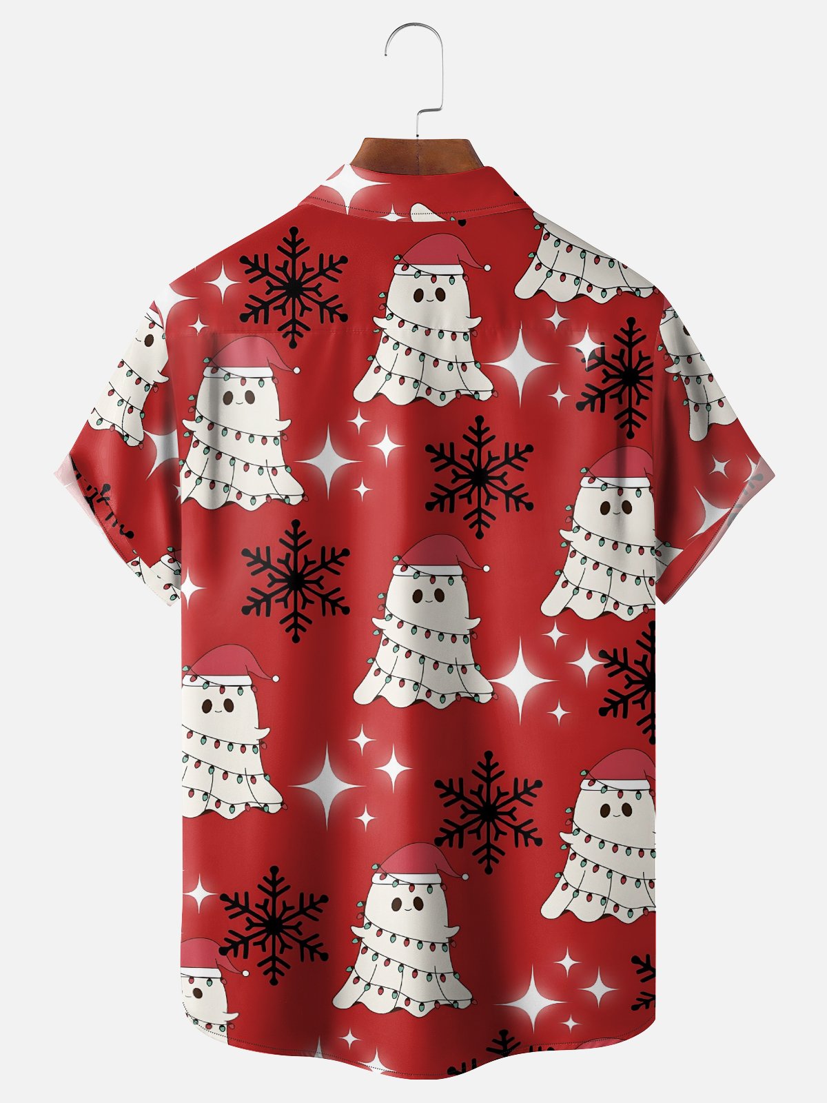 Moisture-Wicking Christmas Ghost Lights Chest Pocket Hawaiian Shirt