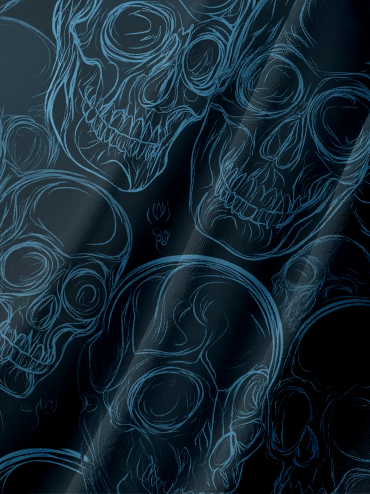 Moisture-Wicking Halloween Abstract Skull Chest Pocket Hawaiian Shirt