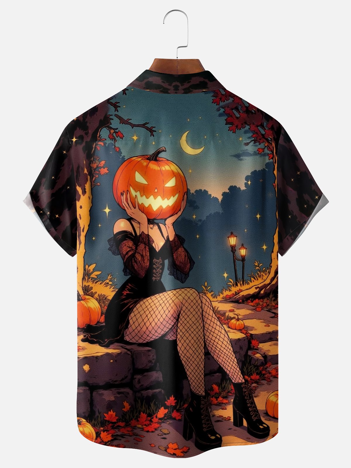 Moisture-wicking Pumpkin Beauty Chest Pocket Casual Shirt