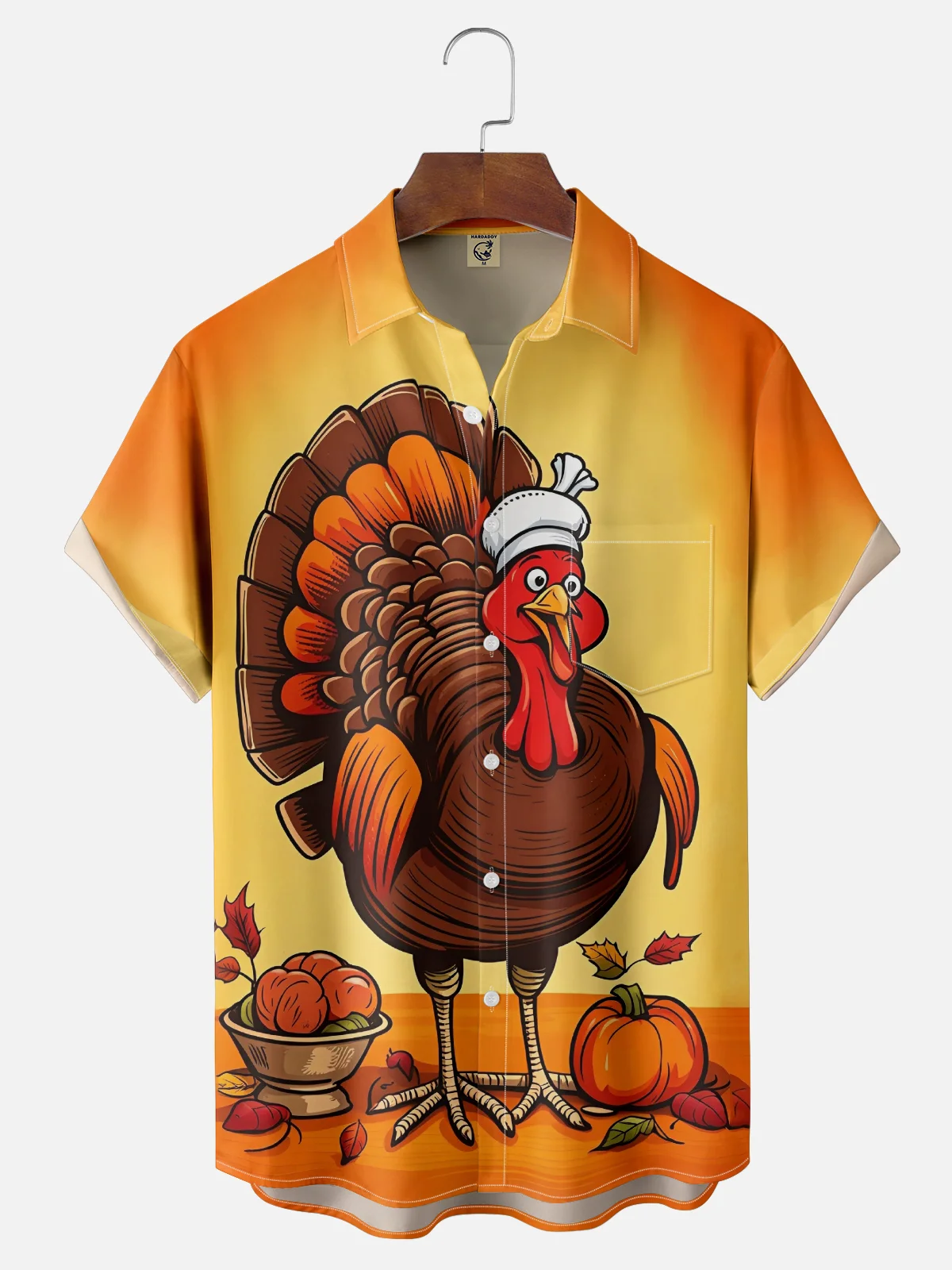Moisture-wicking Thanksgiving Turkey Gobble Wobble Chest Pocket Casual Shirt