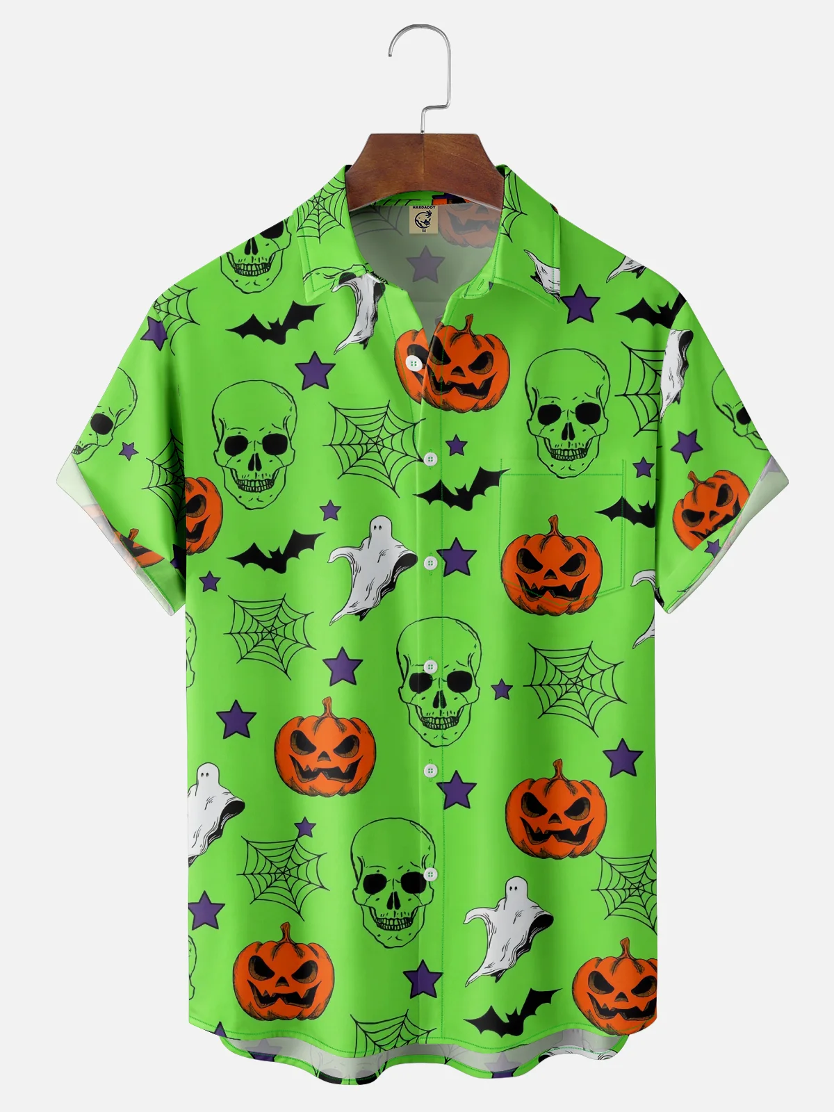 Moisture-wicking Halloween Ghost Chest Pocket Casual Shirt