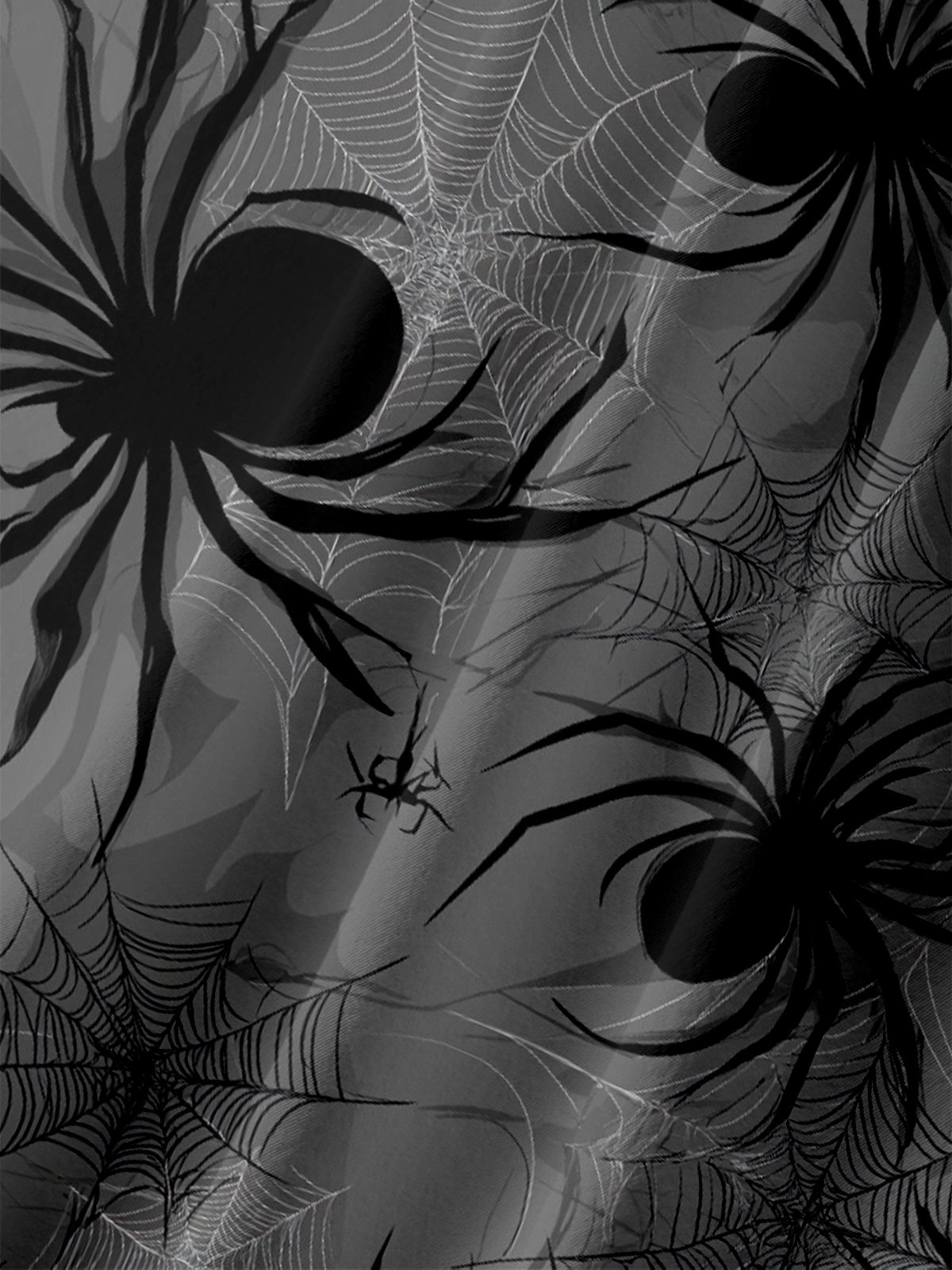 Moisture-Wicking Halloween Gradient Spider Web Bat Chest Pocket Hawaiian Shirt
