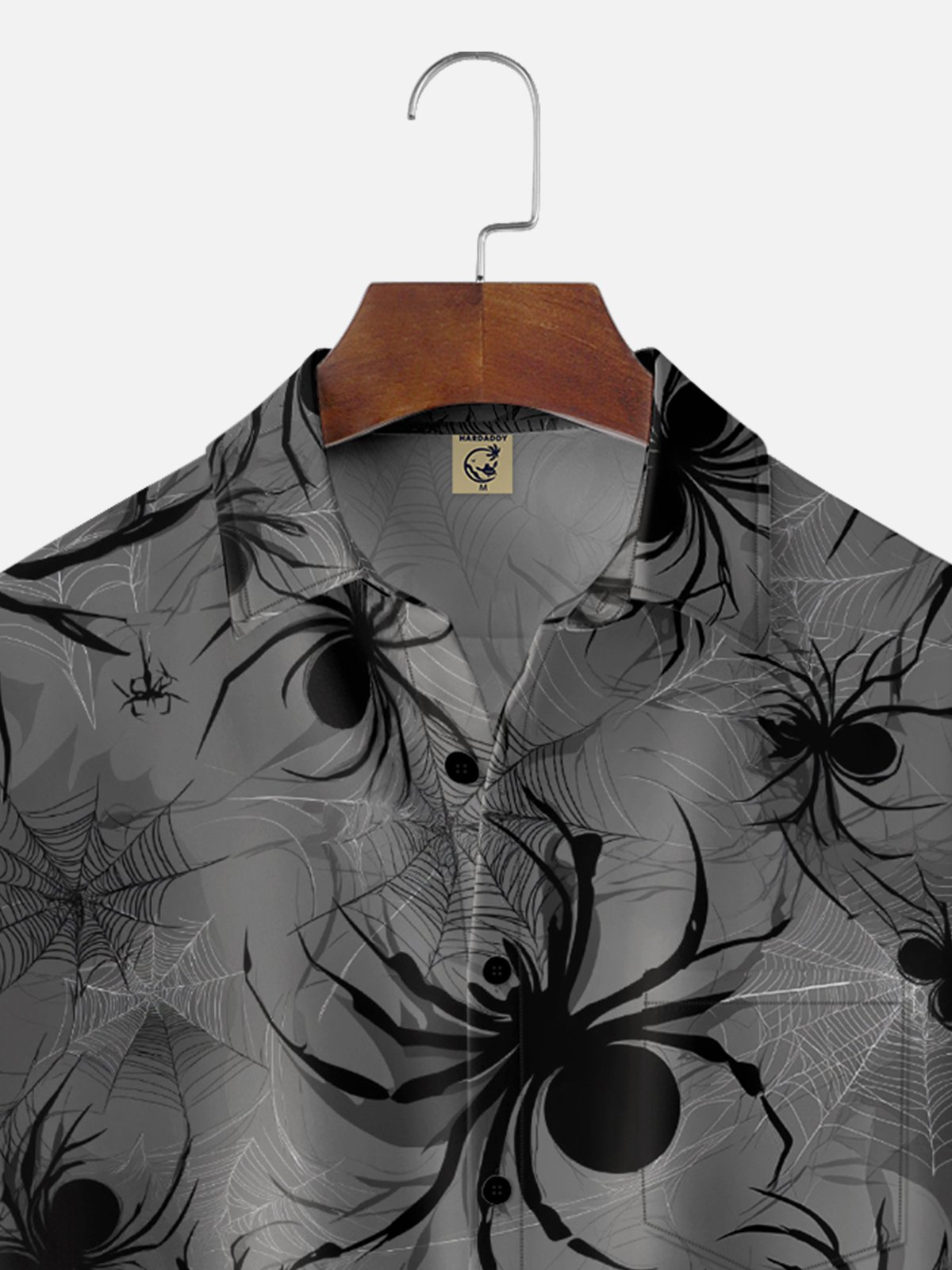 Moisture-Wicking Halloween Gradient Spider Web Bat Chest Pocket Hawaiian Shirt